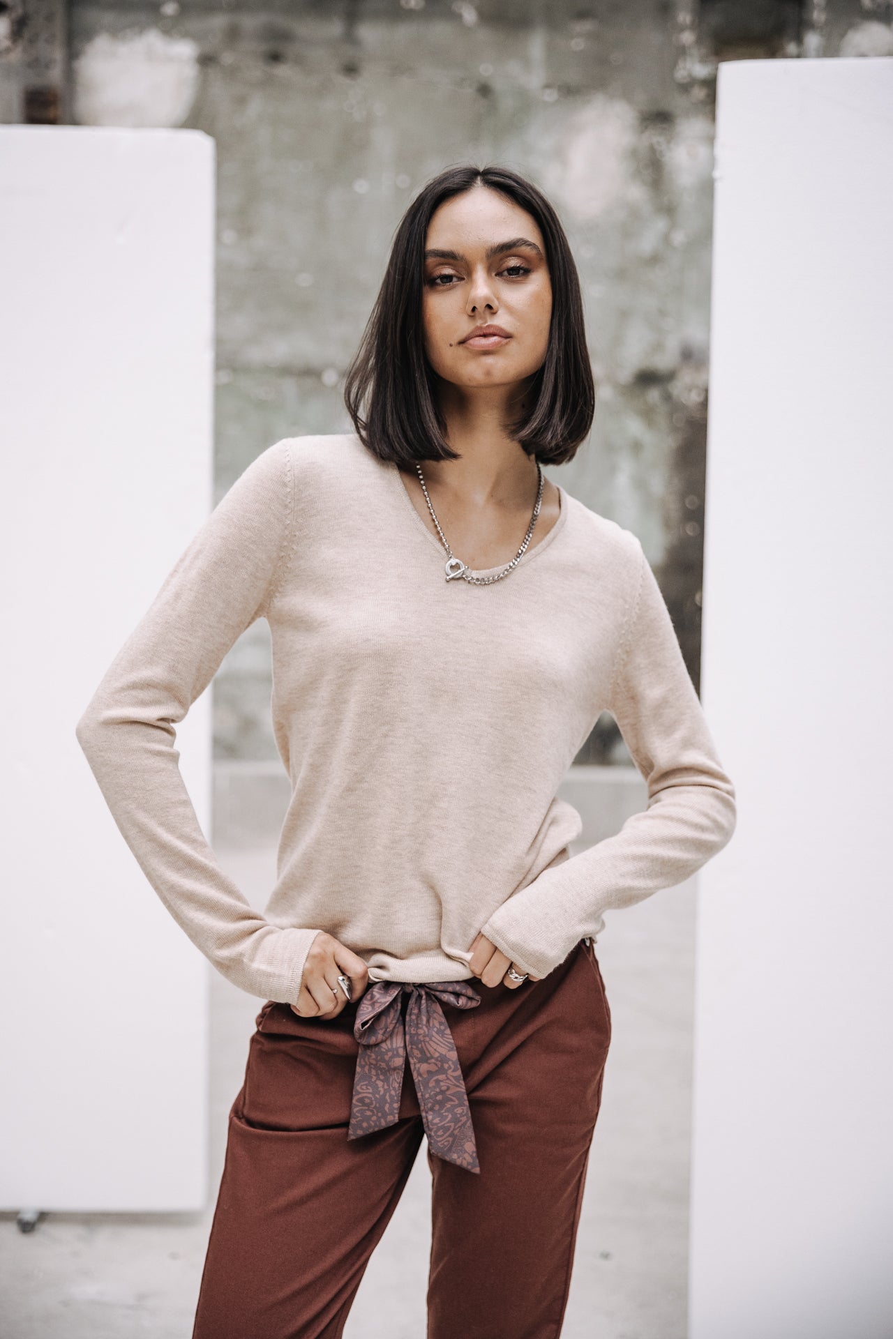 Pull ajusté Femme Lorelia beige | Freeman T. Porter
