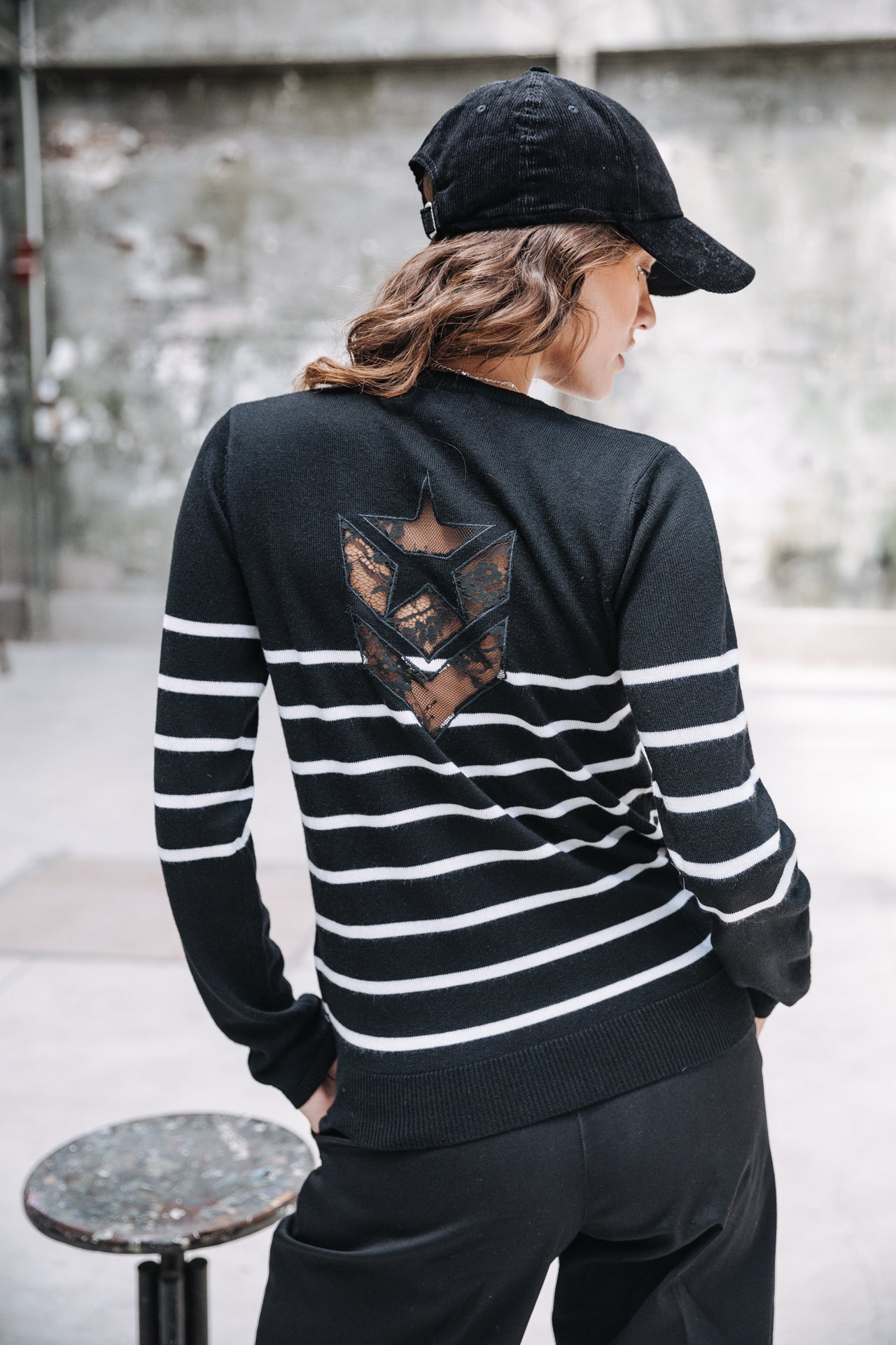 Pull ajusté Woman Lea Stripes black | Freeman T. Porter