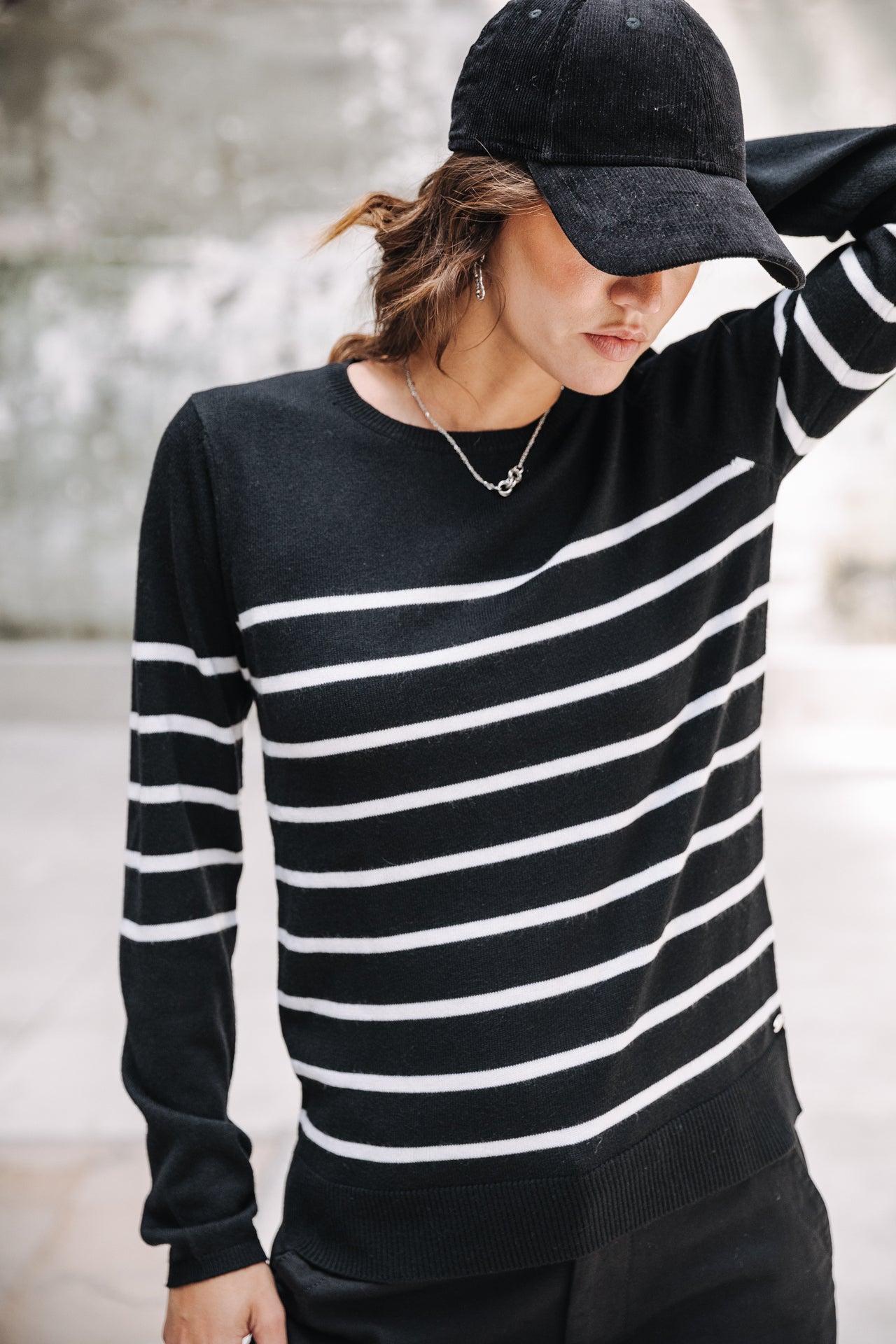 Pull ajusté Woman Lea Stripes black | Freeman T. Porter