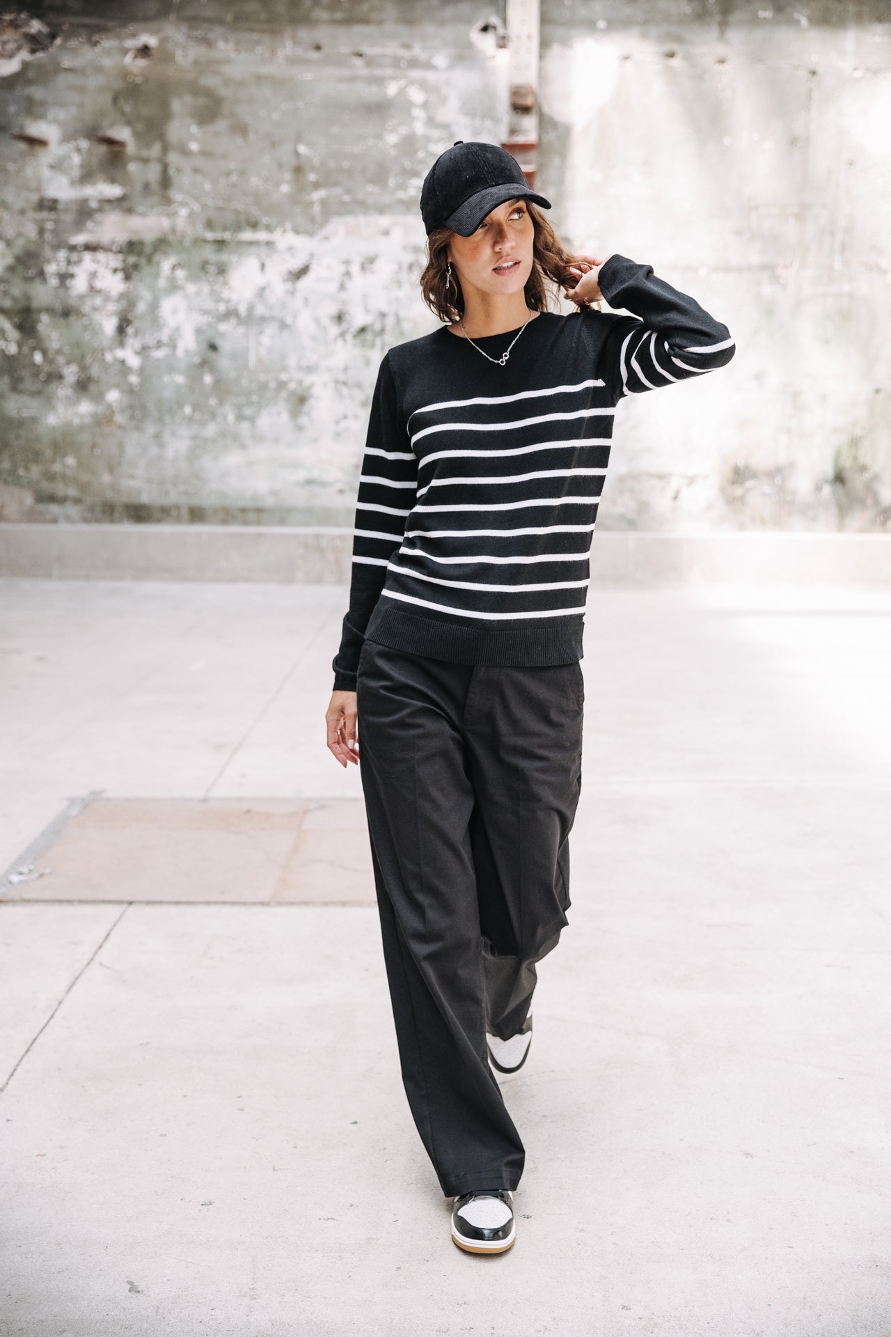Pull ajusté Woman Lea Stripes black | Freeman T. Porter