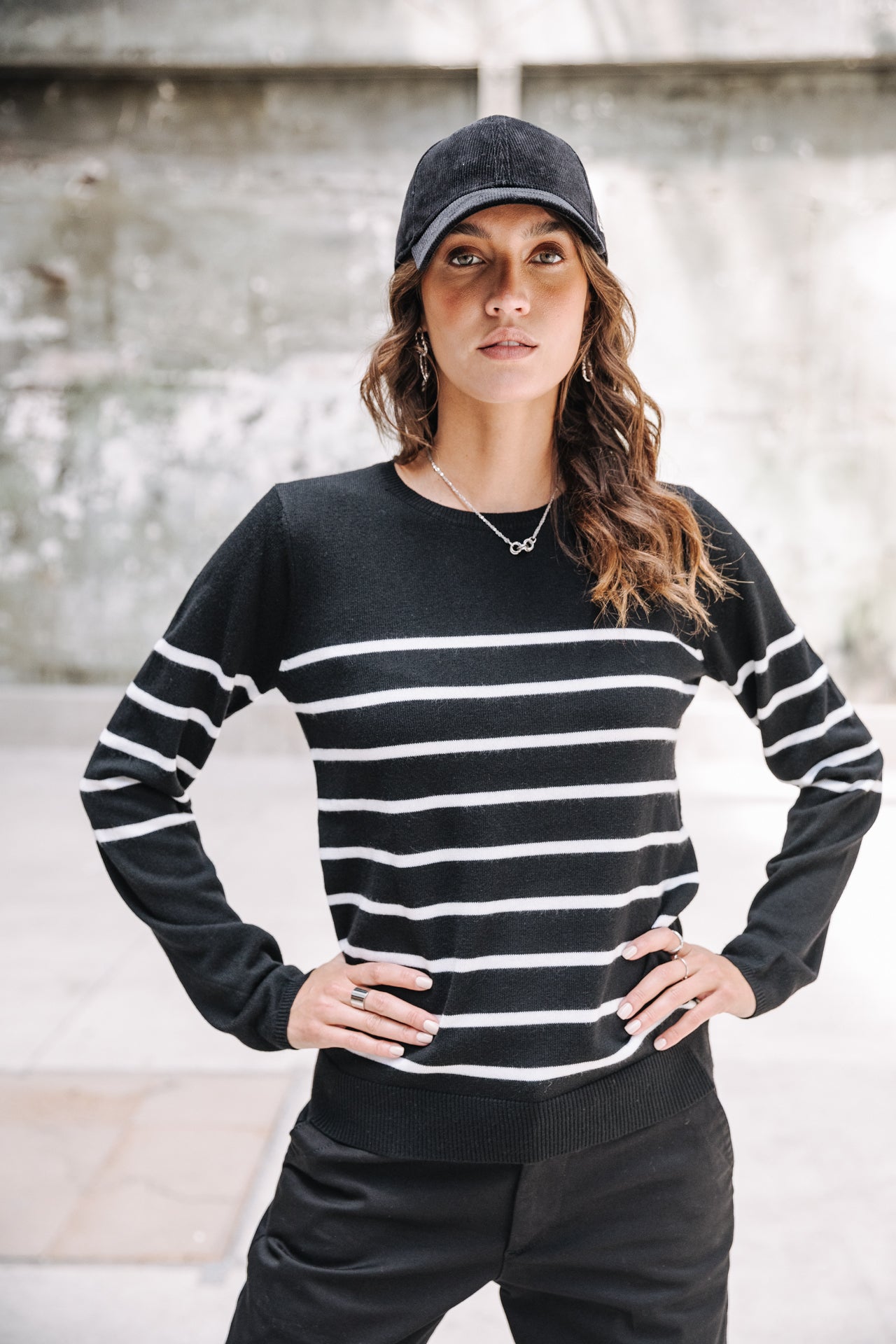 Pull ajusté Woman Lea Stripes black | Freeman T. Porter