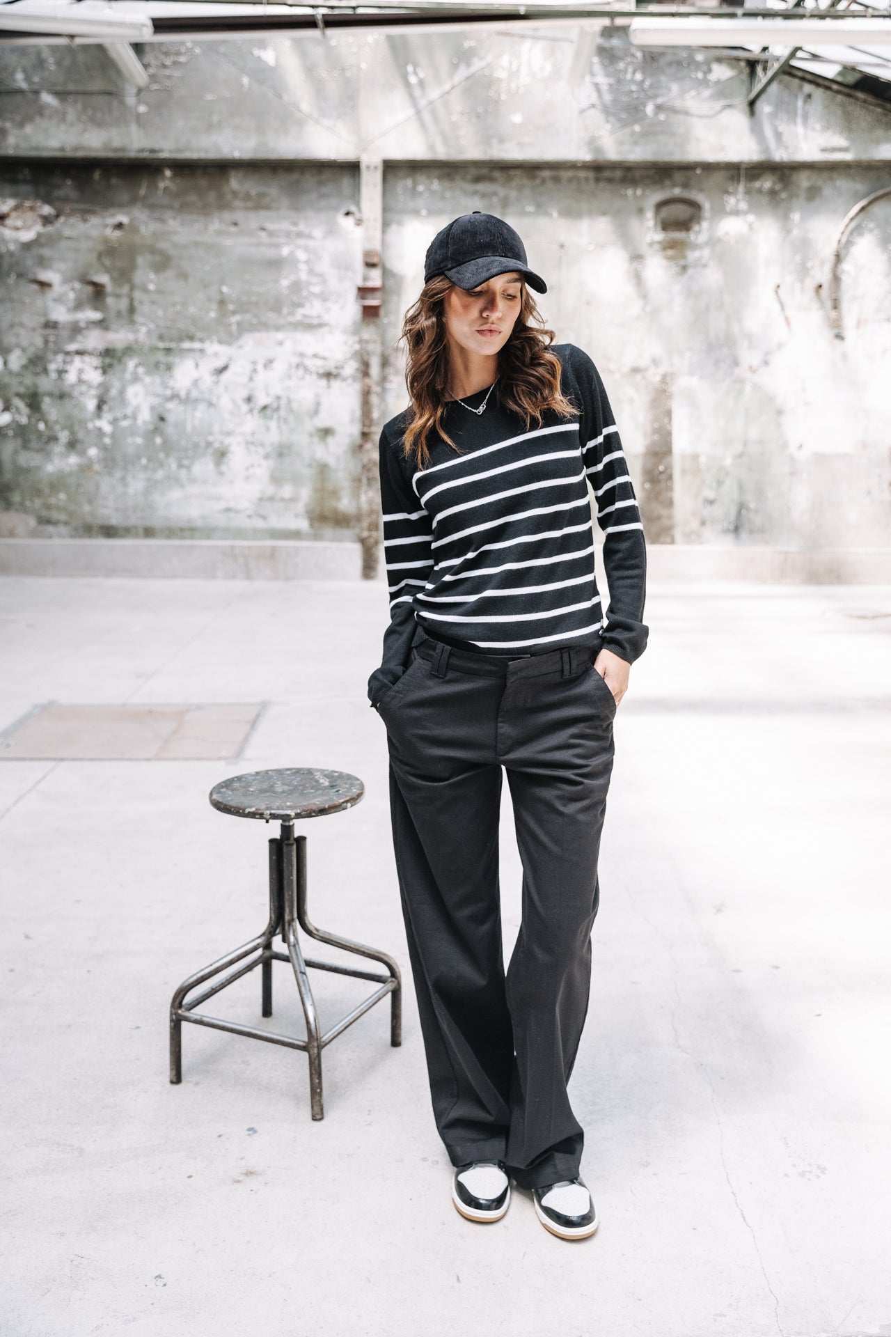 Pull ajusté Woman Lea Stripes black | Freeman T. Porter
