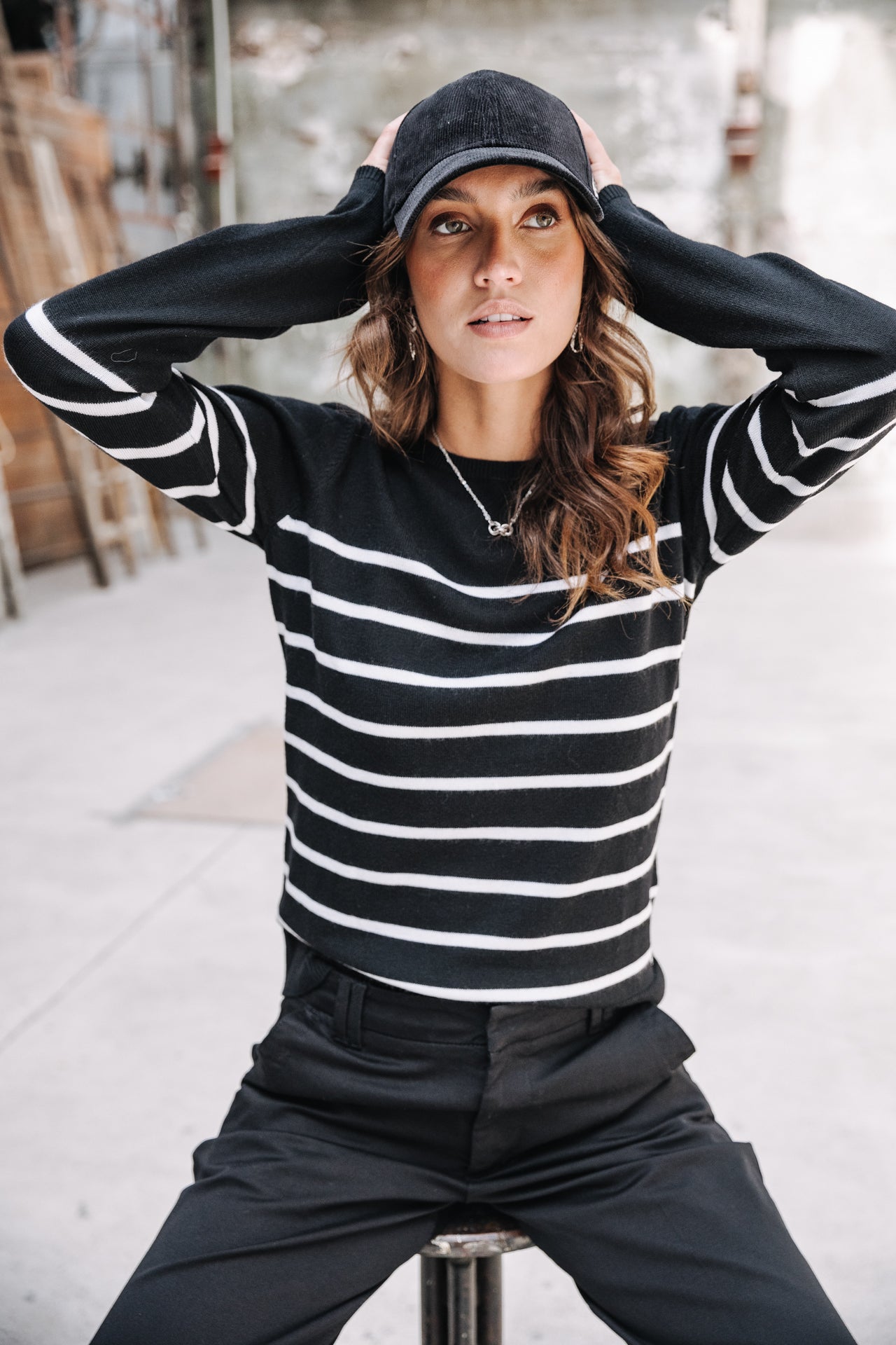 Pull ajusté Woman Lea Stripes black | Freeman T. Porter