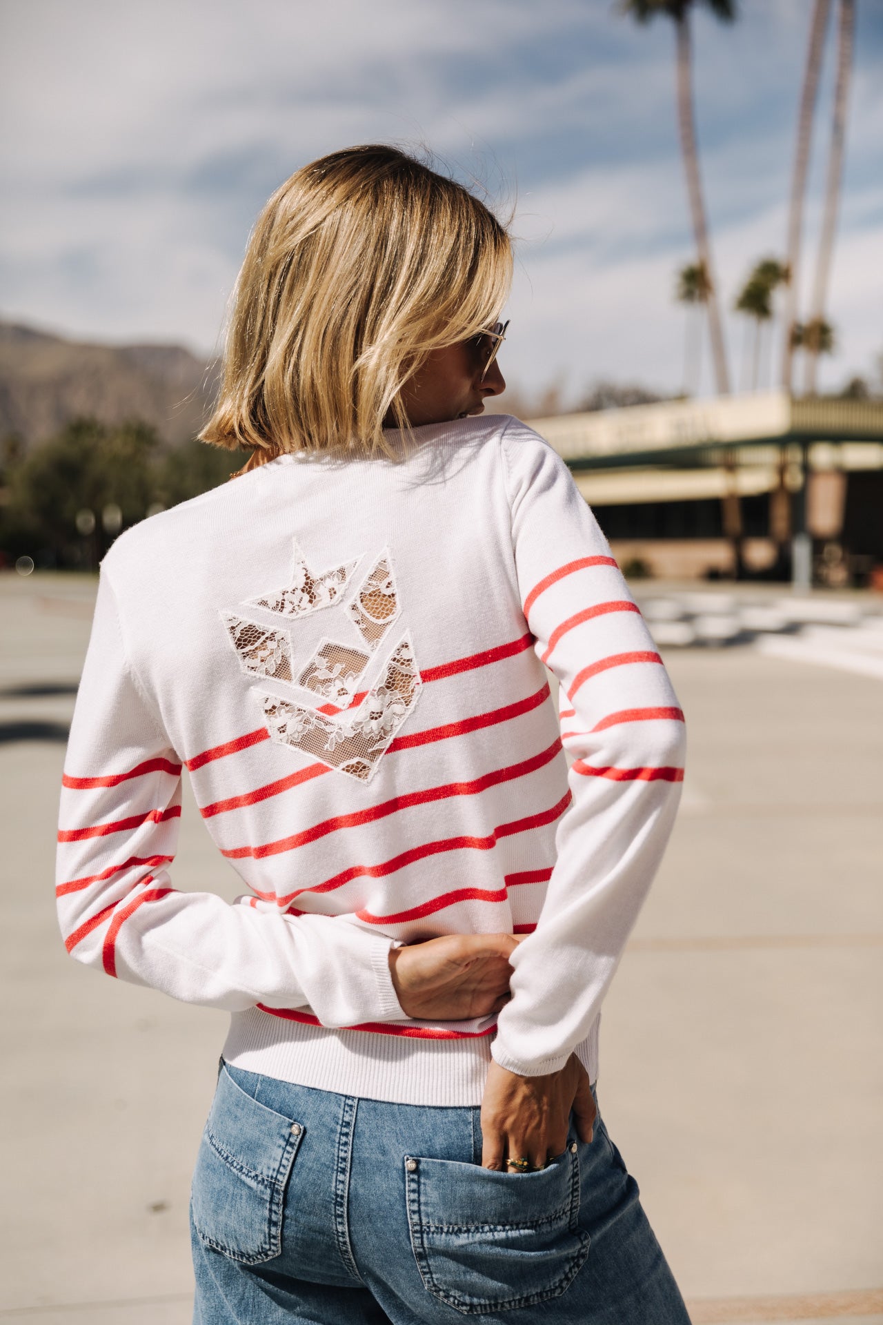 Pull ajusté Femme Lea Stripes tangerine tango | Freeman T. Porter