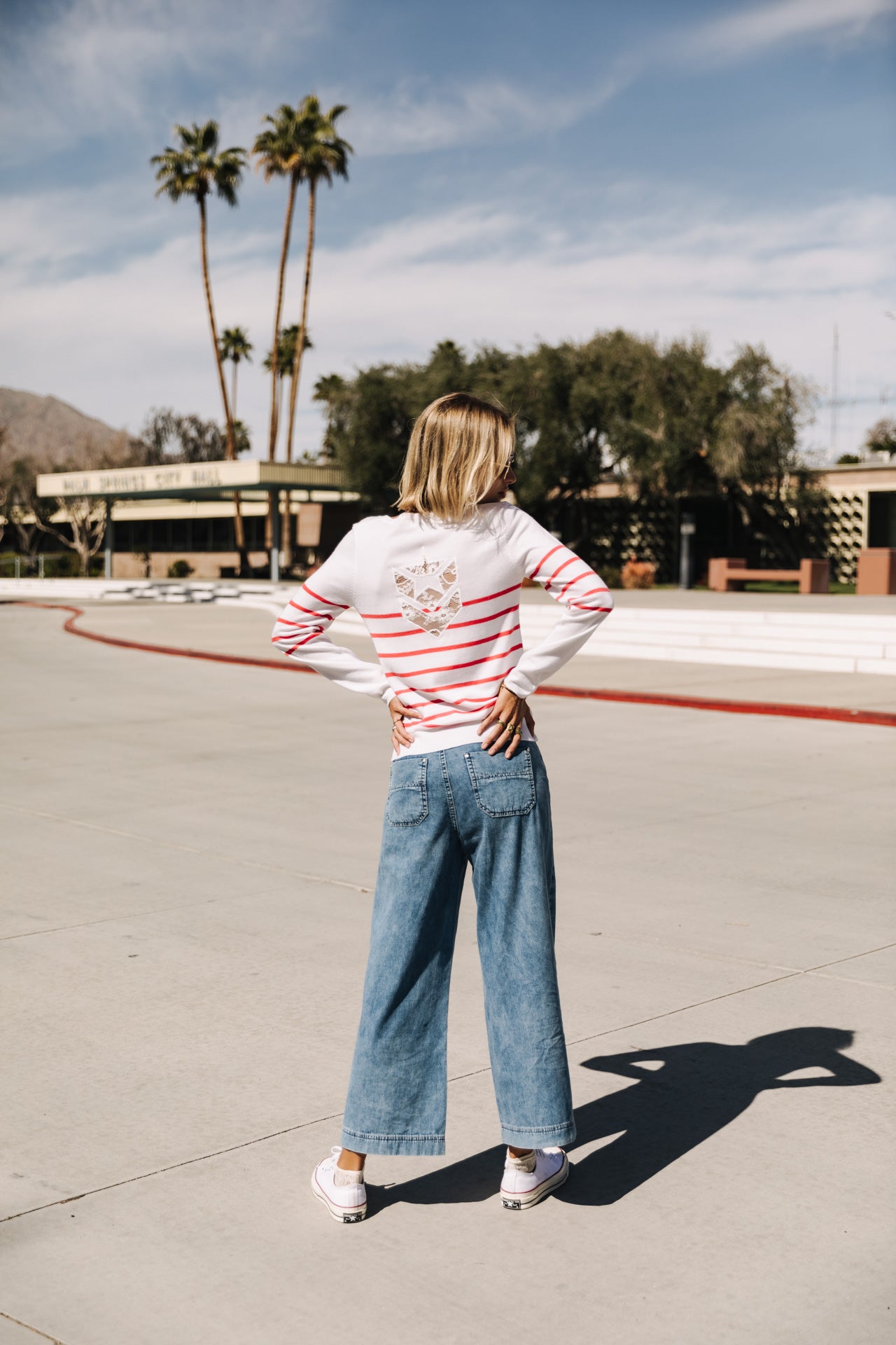 Pull ajusté Femme Lea Stripes tangerine tango | Freeman T. Porter
