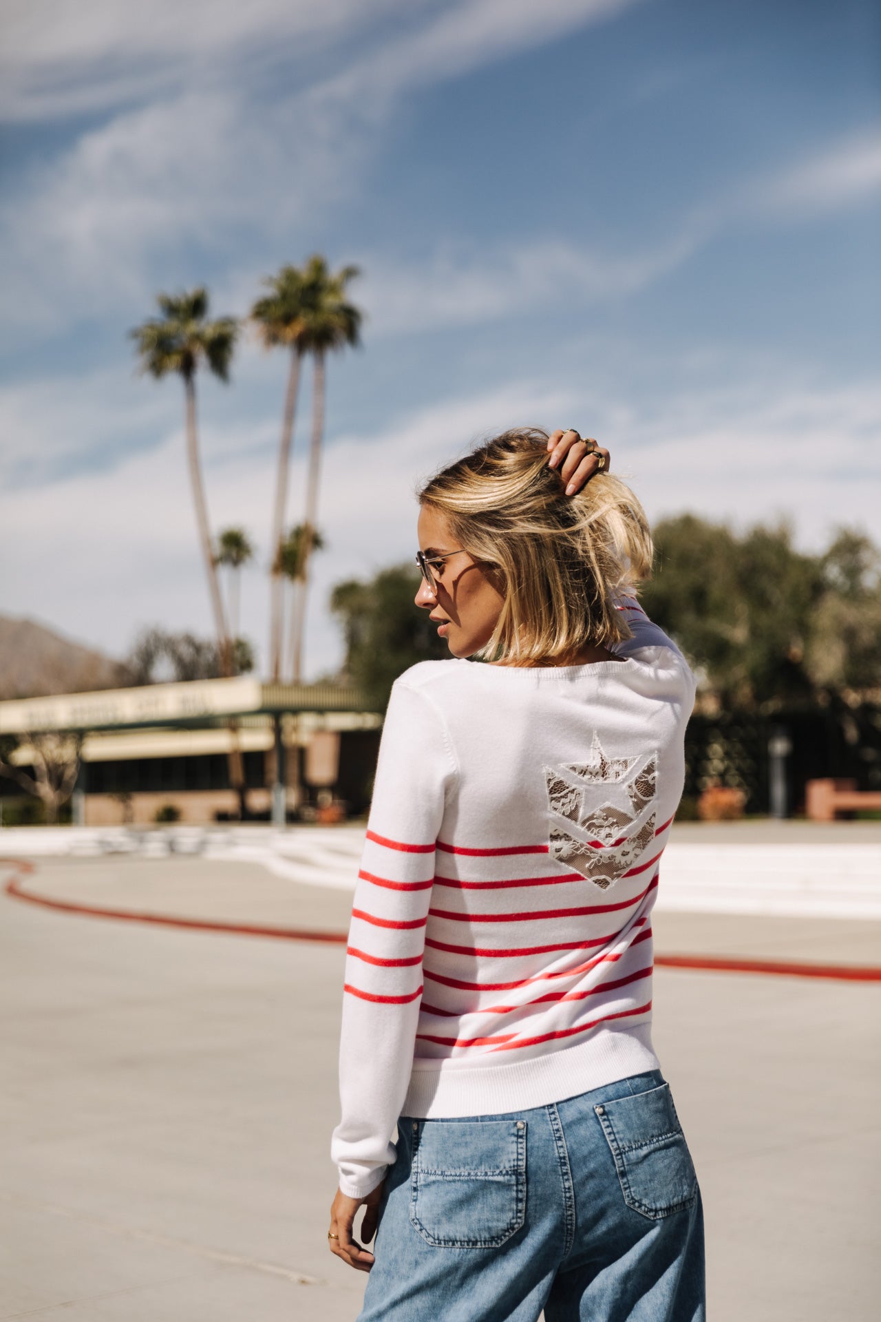 Pull ajusté Femme Lea Stripes tangerine tango | Freeman T. Porter