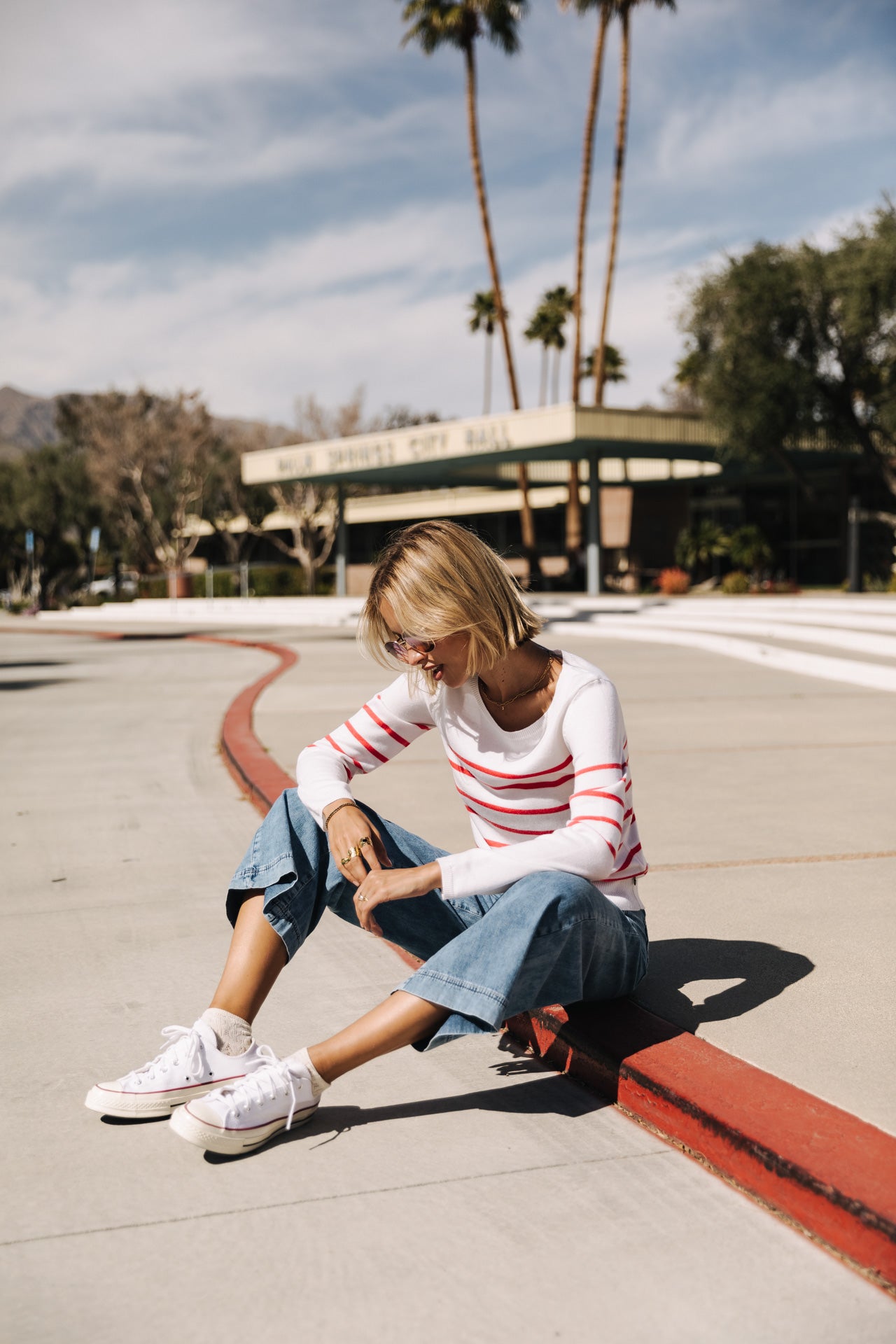 Pull ajusté Femme Lea Stripes tangerine tango | Freeman T. Porter