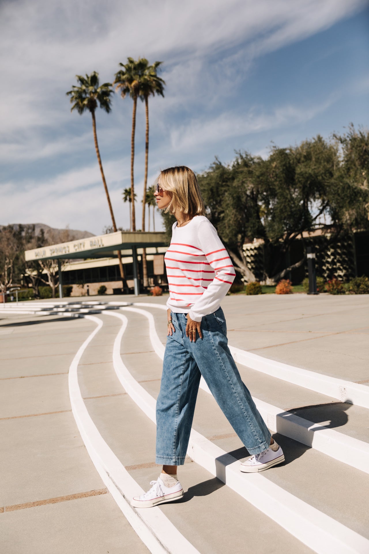 Pull ajusté Femme Lea Stripes tangerine tango | Freeman T. Porter