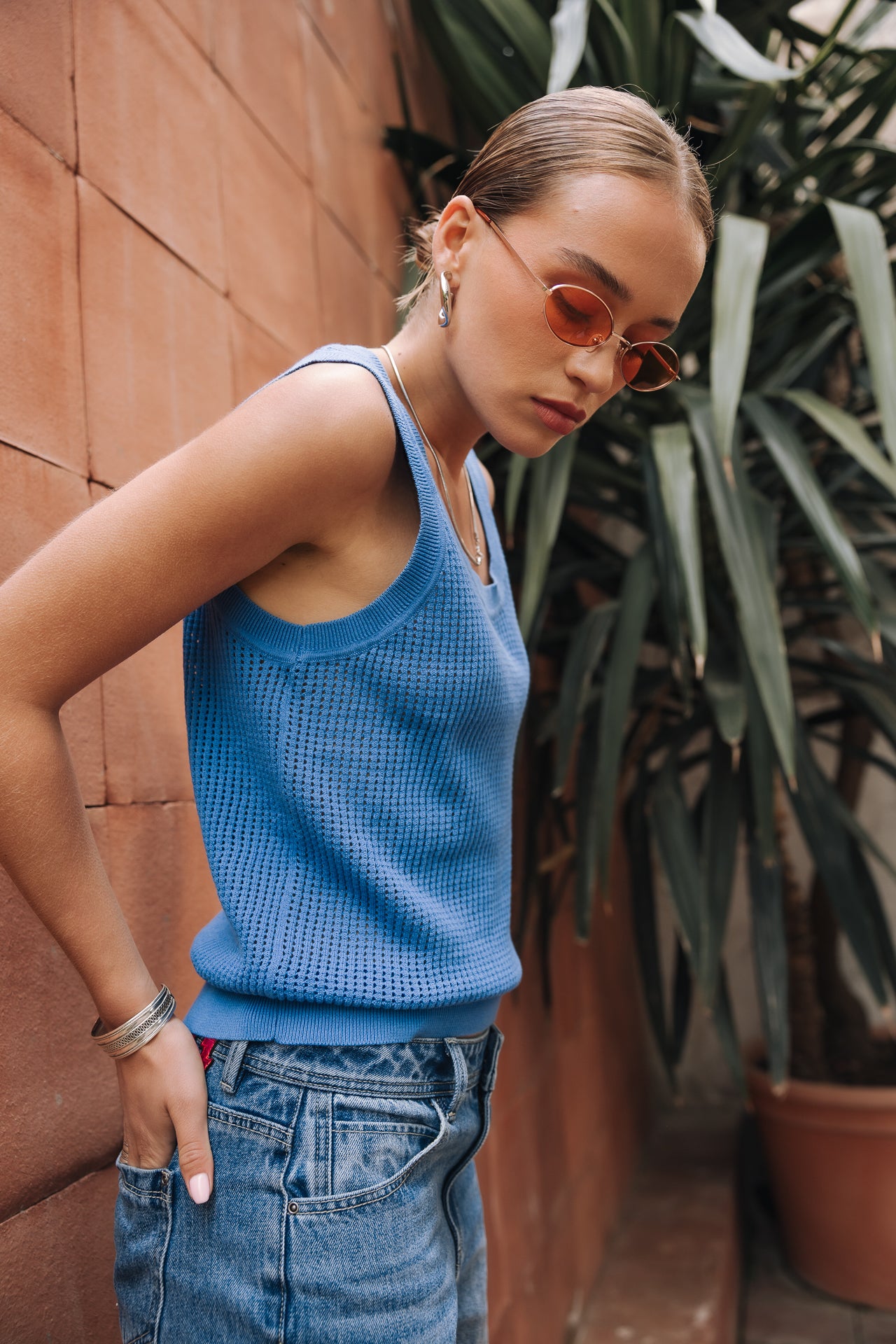 Débardeur en maille Femme Dulcia Mesh granada sky | Freeman T. Porter
