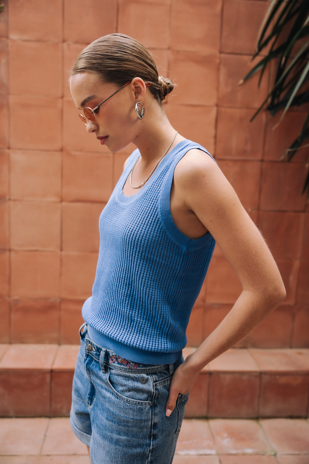 Débardeur en maille Femme Dulcia Mesh granada sky | Freeman T. Porter