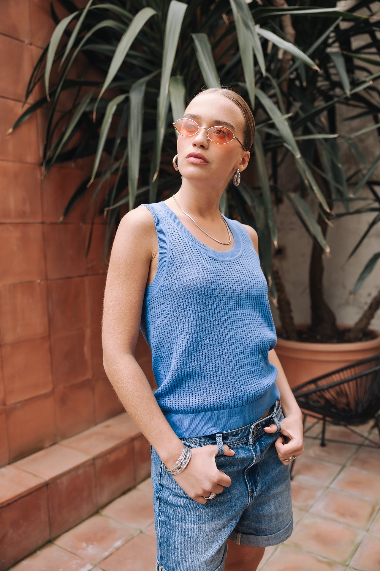 Débardeur en maille Femme Dulcia Mesh granada sky | Freeman T. Porter