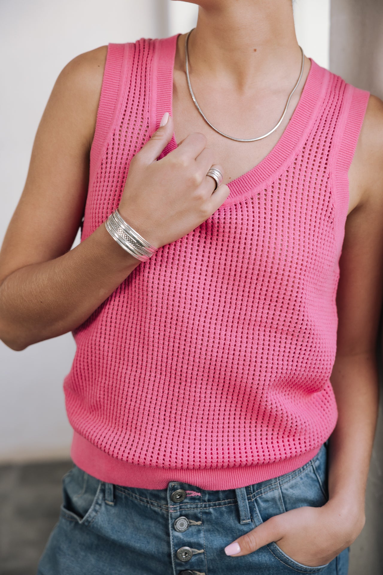 Débardeur en maille Femme Dulcia Mesh bubblegum | Freeman T. Porter