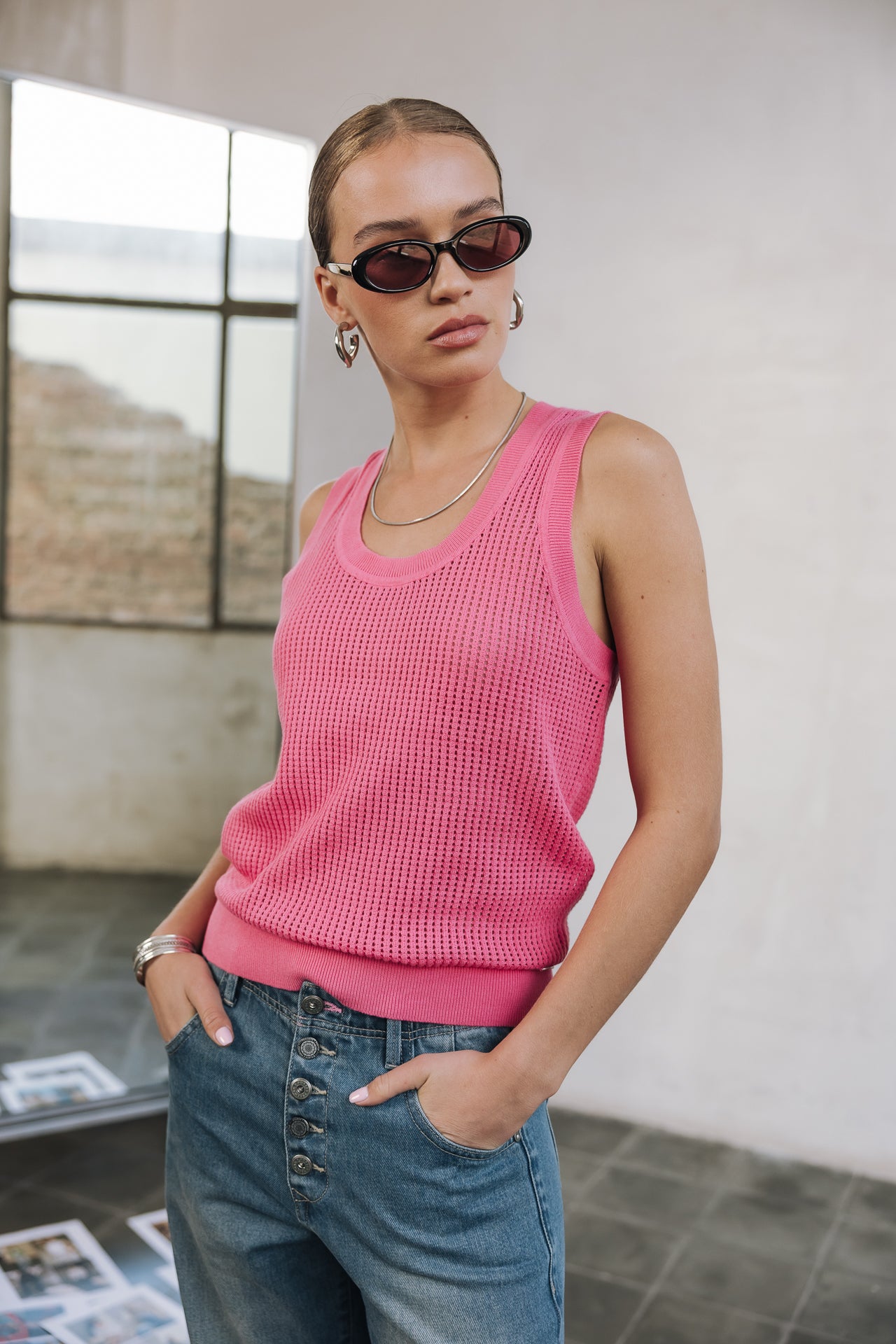 Débardeur en maille Femme Dulcia Mesh bubblegum | Freeman T. Porter
