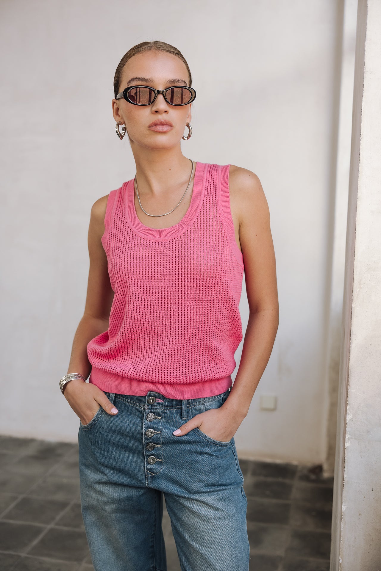 Débardeur en maille Femme Dulcia Mesh bubblegum | Freeman T. Porter