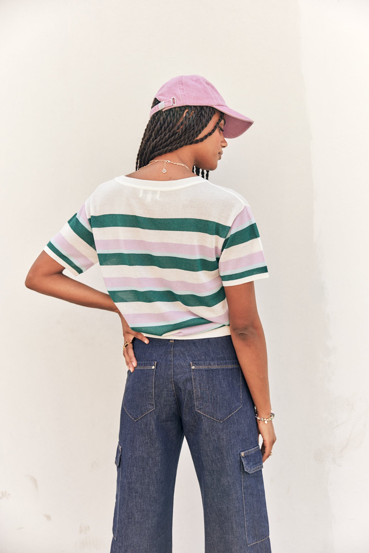 Pull manches courtes Femme Pelona Stripes mauve | Freeman T. Porter