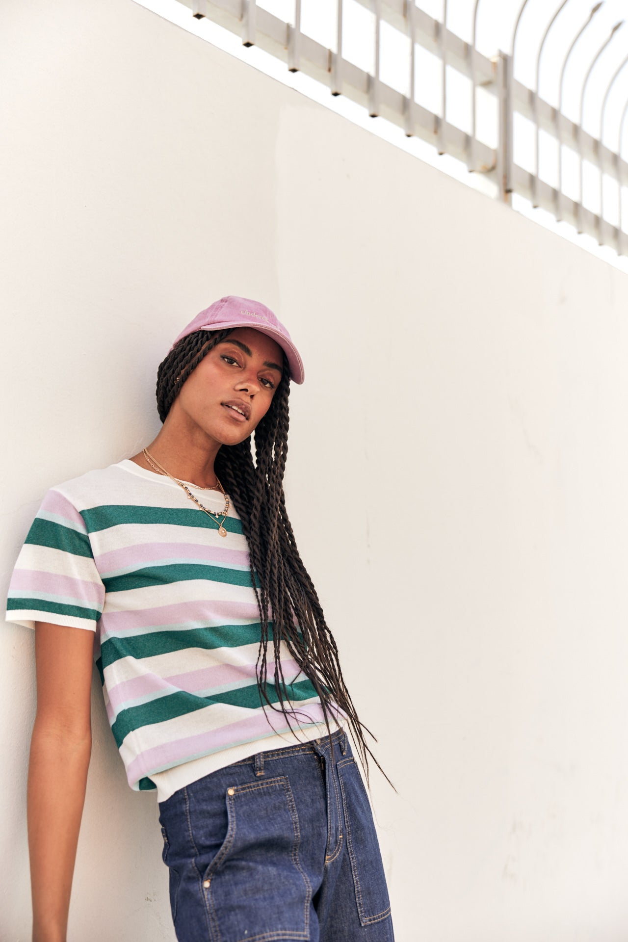 Pull manches courtes Femme Pelona Stripes mauve | Freeman T. Porter