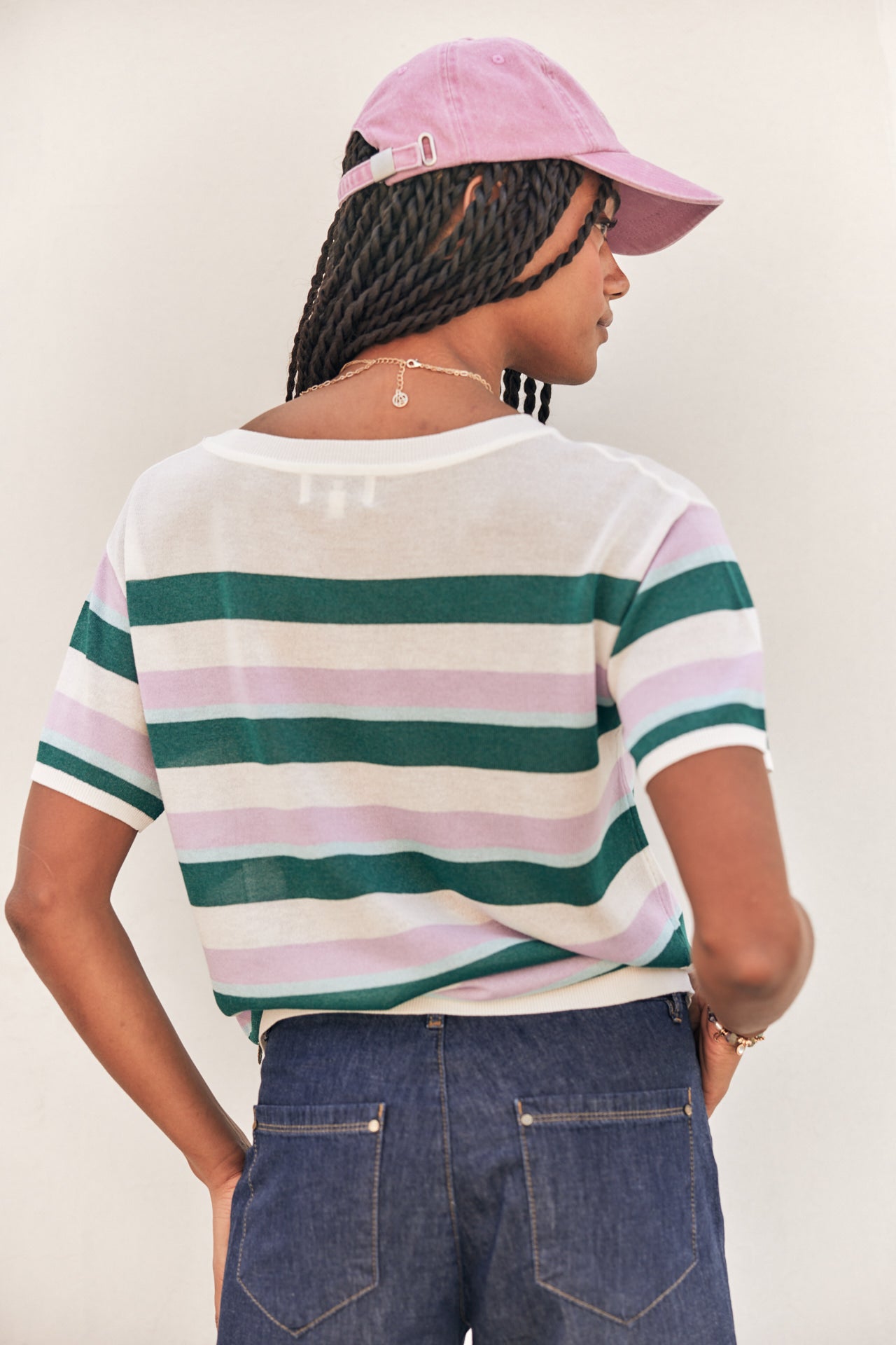 Pull manches courtes Femme Pelona Stripes mauve | Freeman T. Porter