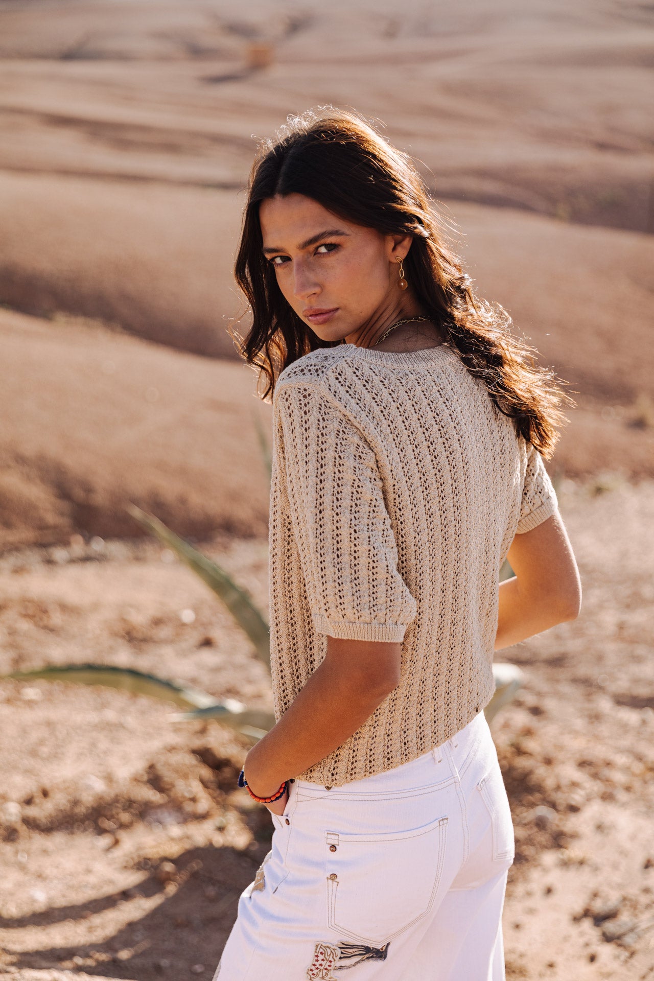 Pullover aus Lochstrick Frau Peronelle LX gold | Freeman T. Porter