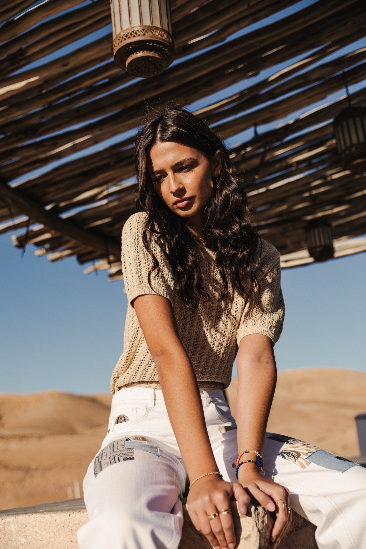 Pullover aus Lochstrick Frau Peronelle LX gold | Freeman T. Porter
