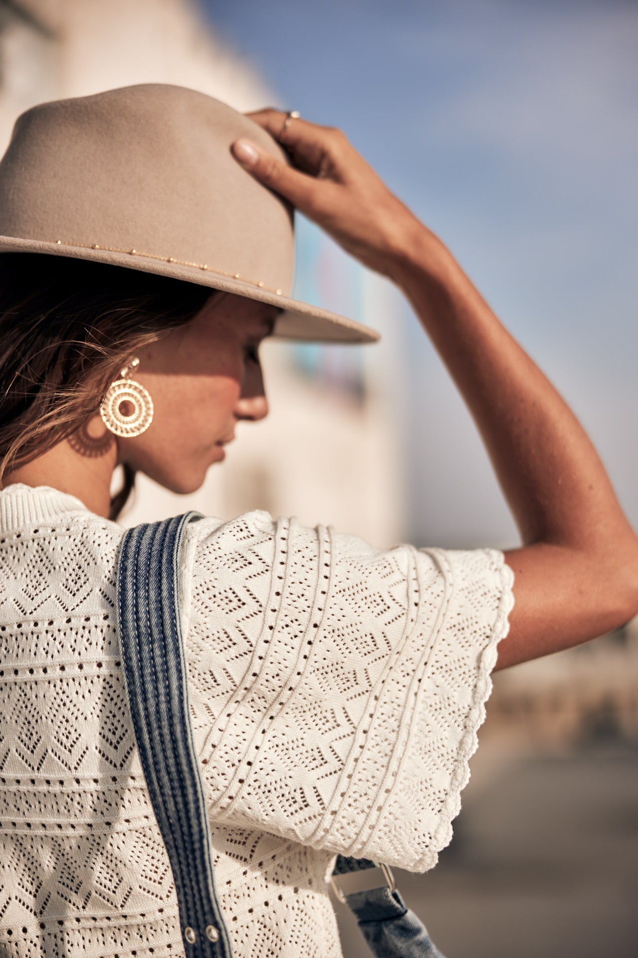 Cardigan en maille ajourée Femme Pradda off white | Freeman T. Porter