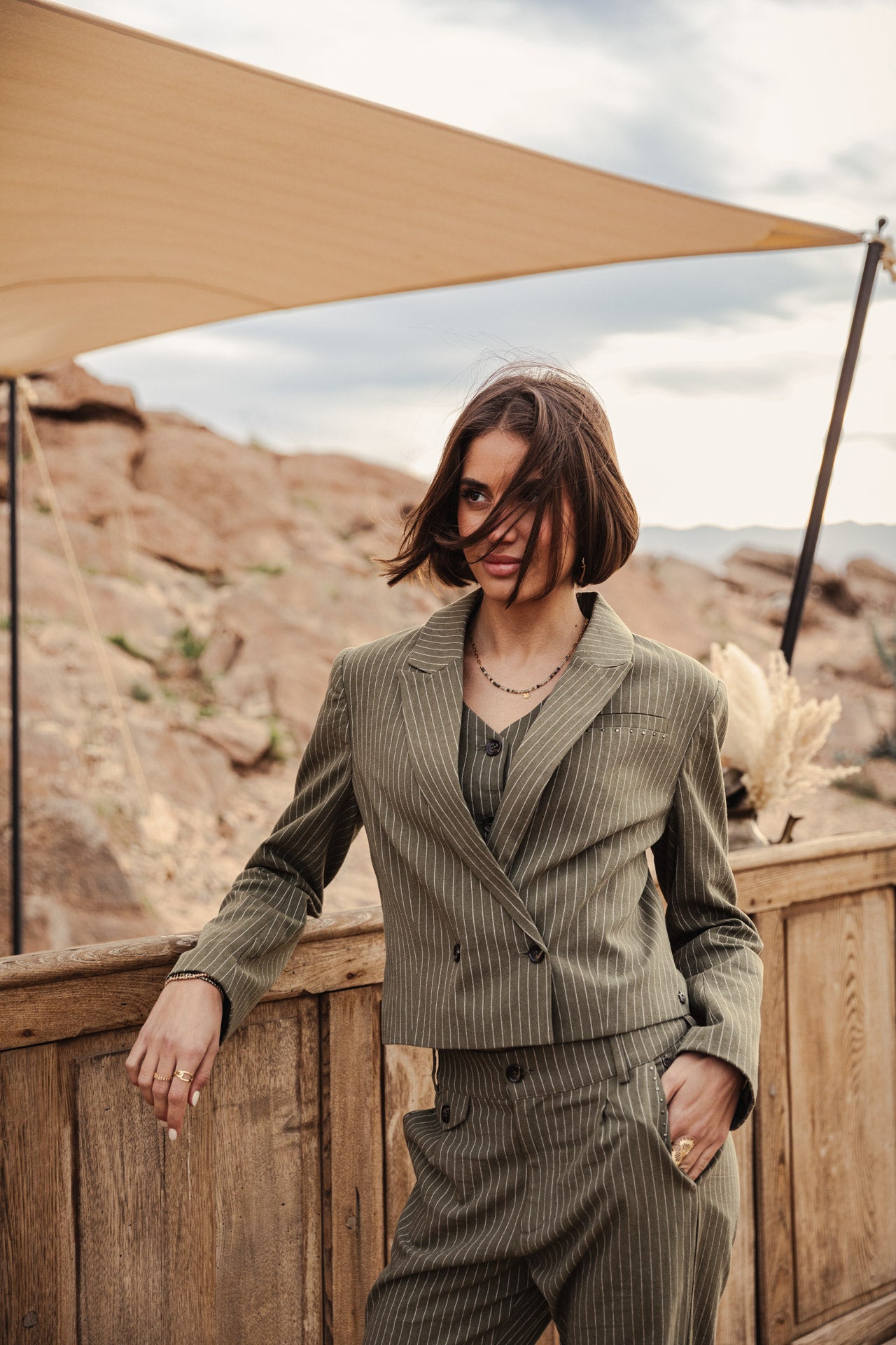 Blazer cropped Femme Oceane Corsaire olivine | Freeman T. Porter