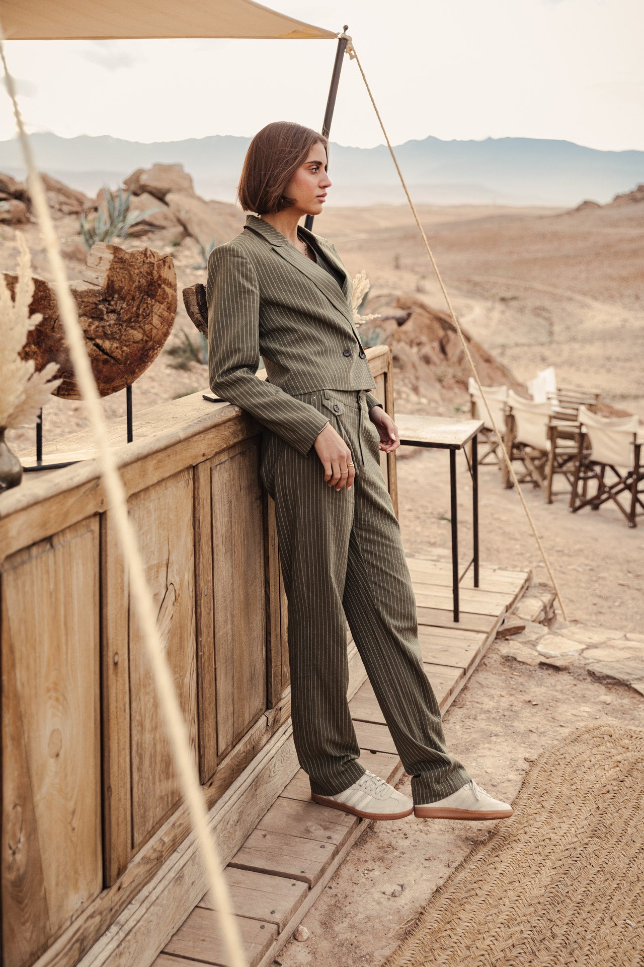 Blazer cropped Femme Oceane Corsaire olivine | Freeman T. Porter