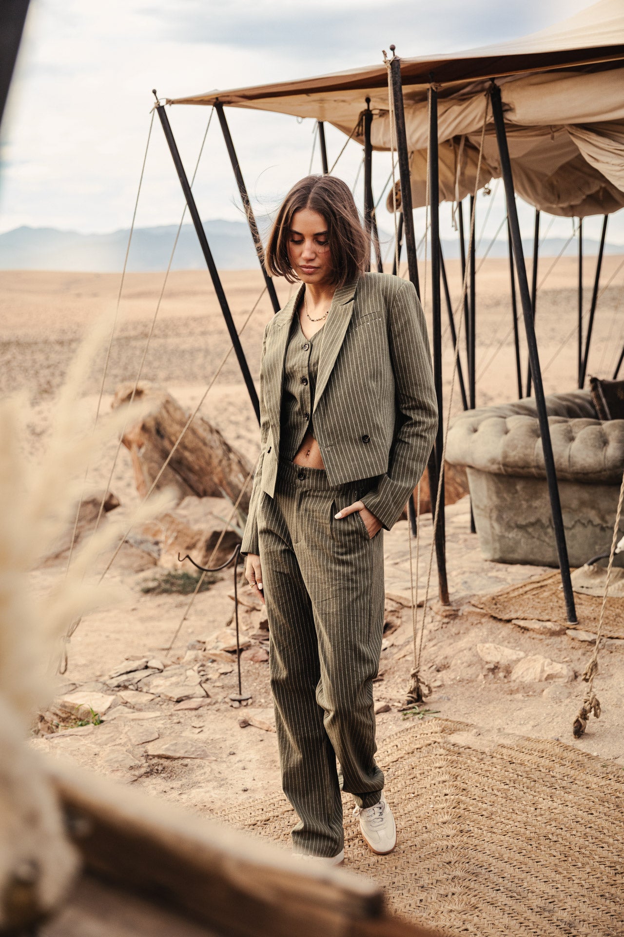 Blazer cropped Femme Oceane Corsaire olivine | Freeman T. Porter