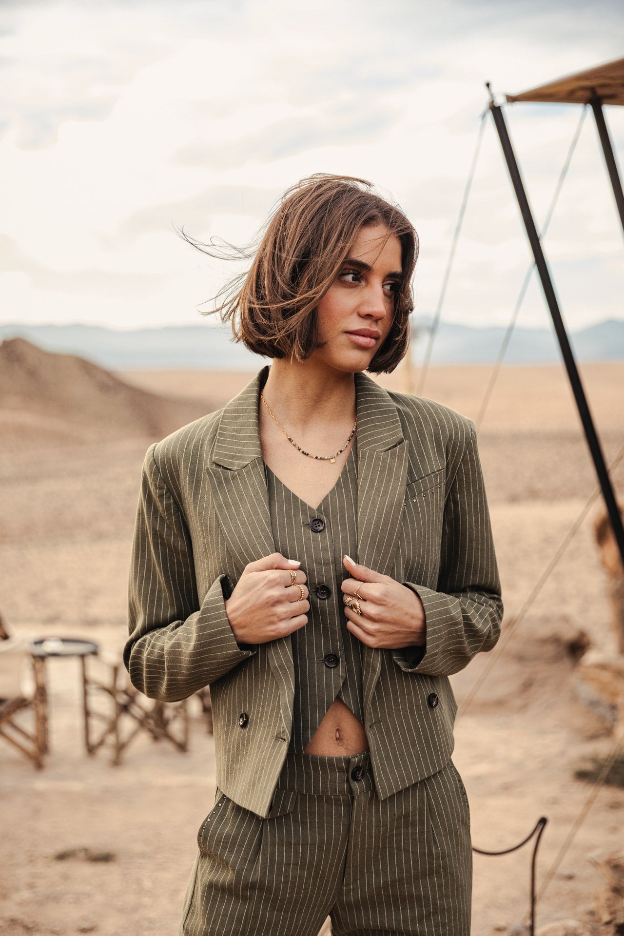 Blazer cropped Femme Oceane Corsaire olivine | Freeman T. Porter