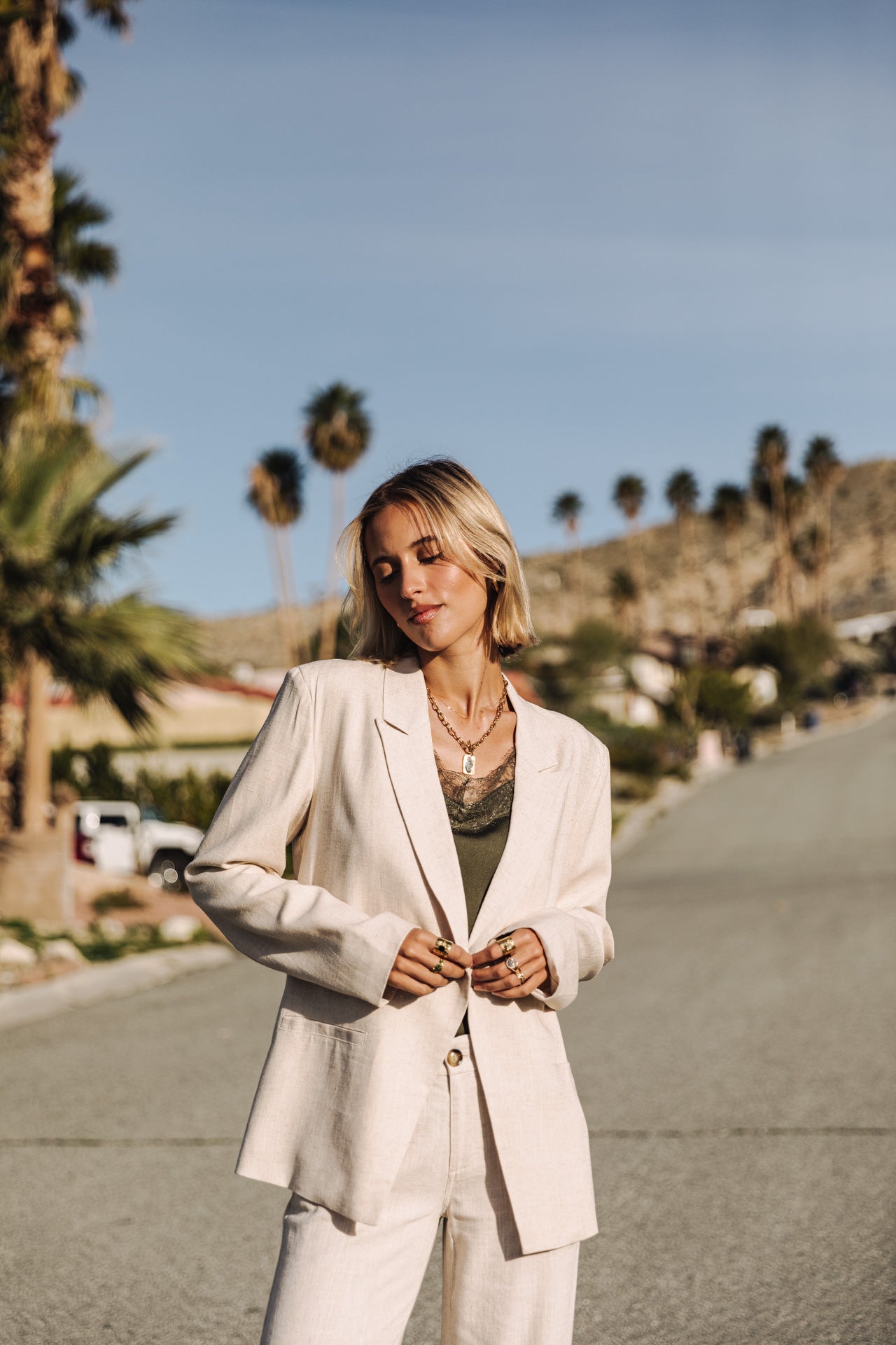 Blazer droit en lin Femme Bernie simply taupe | Freeman T. Porter
