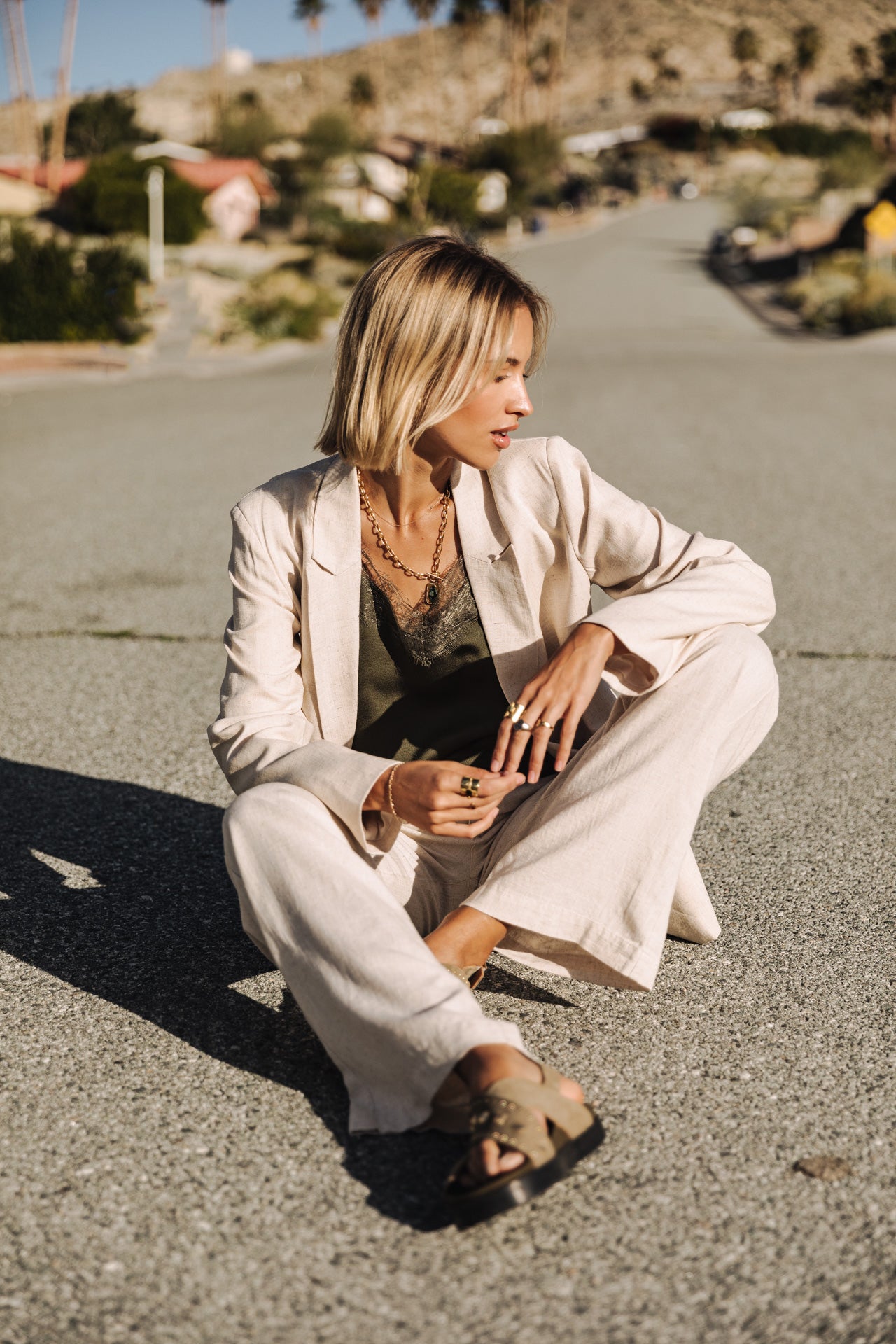 Blazer droit en lin Femme Bernie simply taupe | Freeman T. Porter