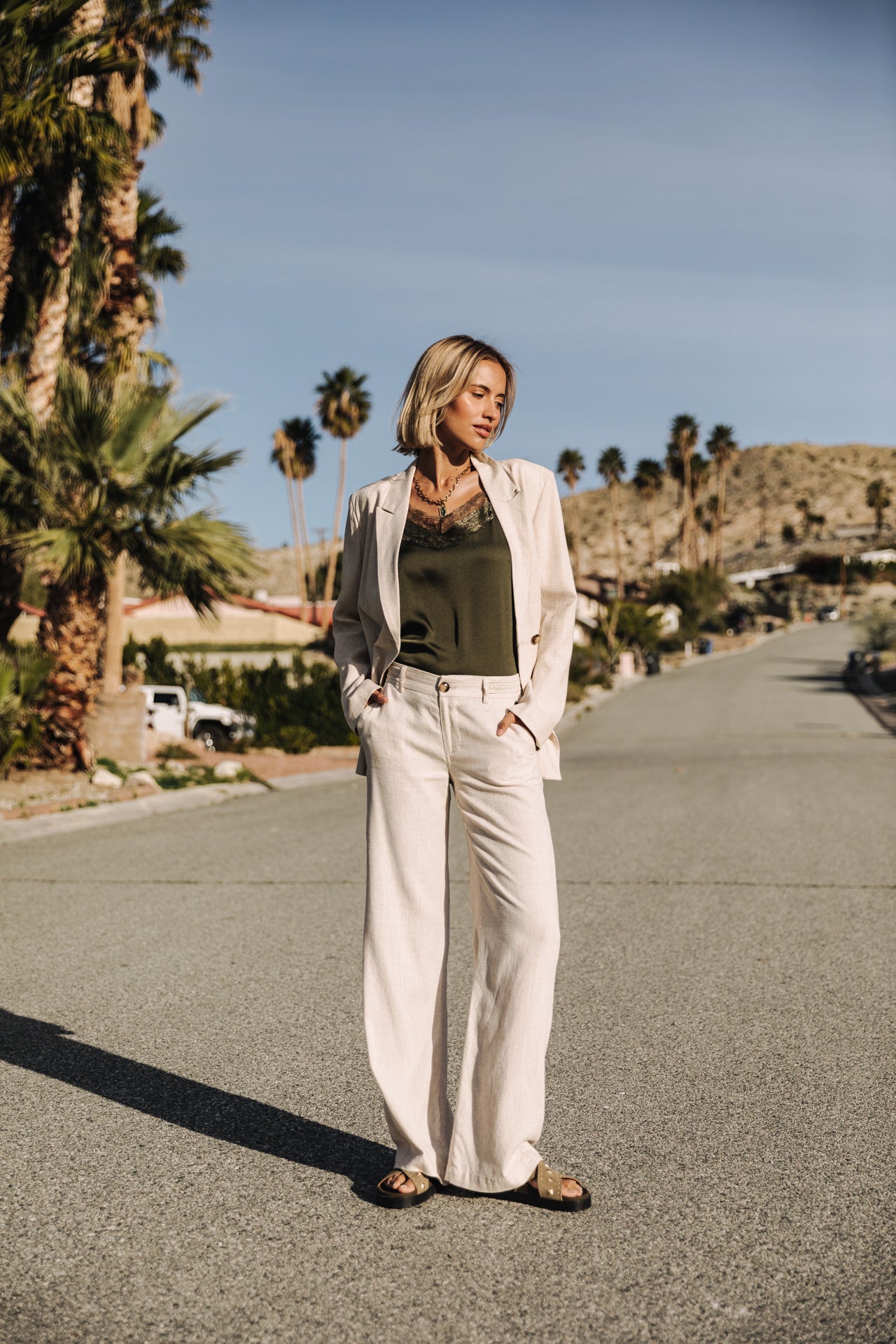 Blazer droit en lin Femme Bernie simply taupe | Freeman T. Porter