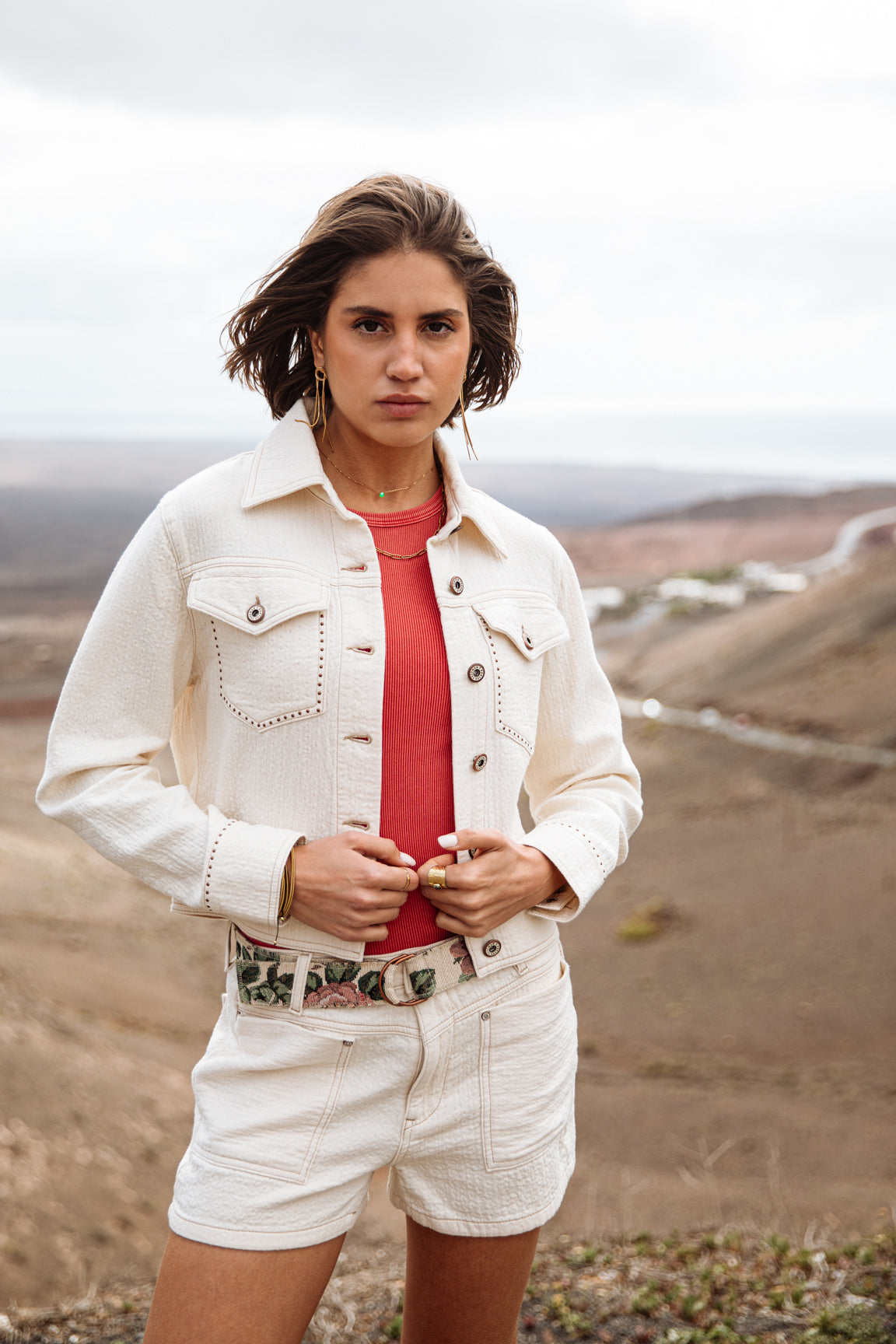Veste en jean Femme Olena Downy antique white | Freeman T. Porter