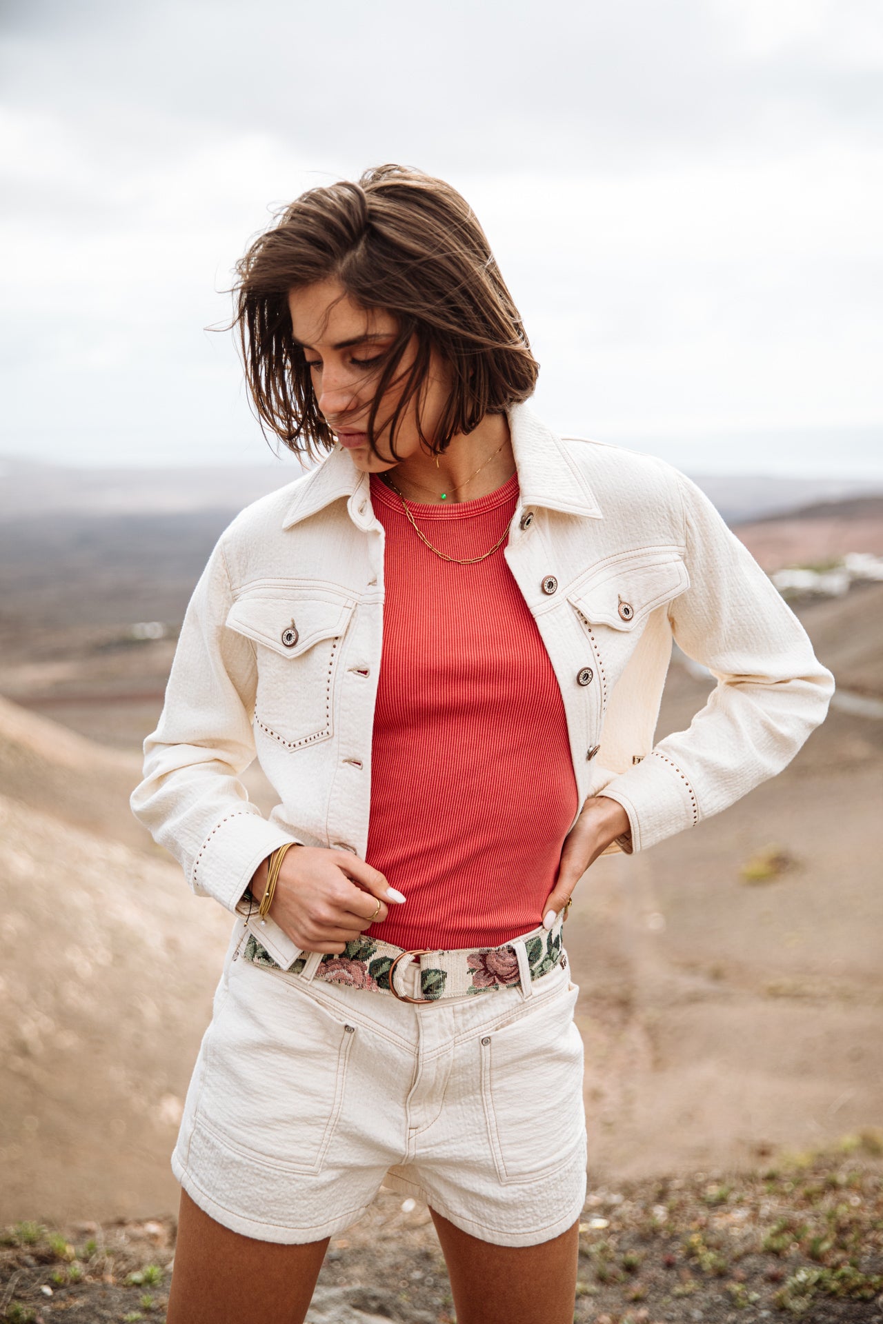 Veste en jean Femme Olena Downy antique white | Freeman T. Porter