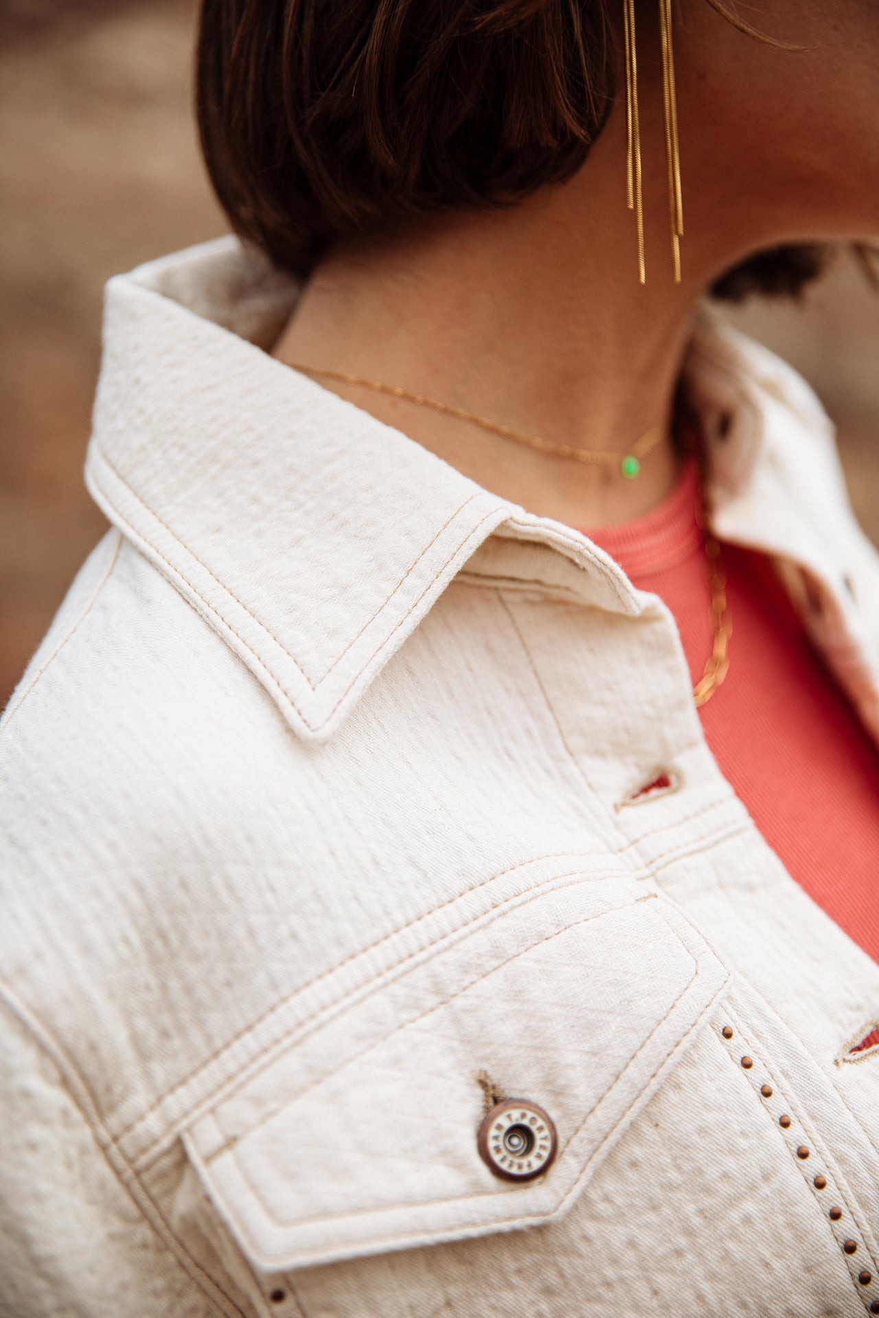 Veste en jean Femme Olena Downy antique white | Freeman T. Porter