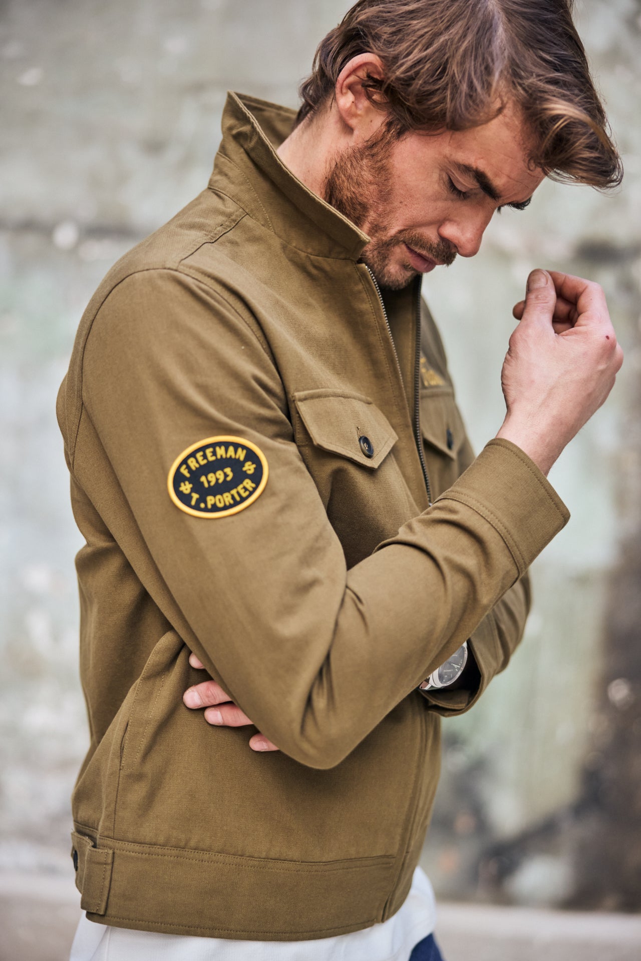 Veste avec broderie et patch Homme Antonio Dover dusky green | Freeman T. Porter