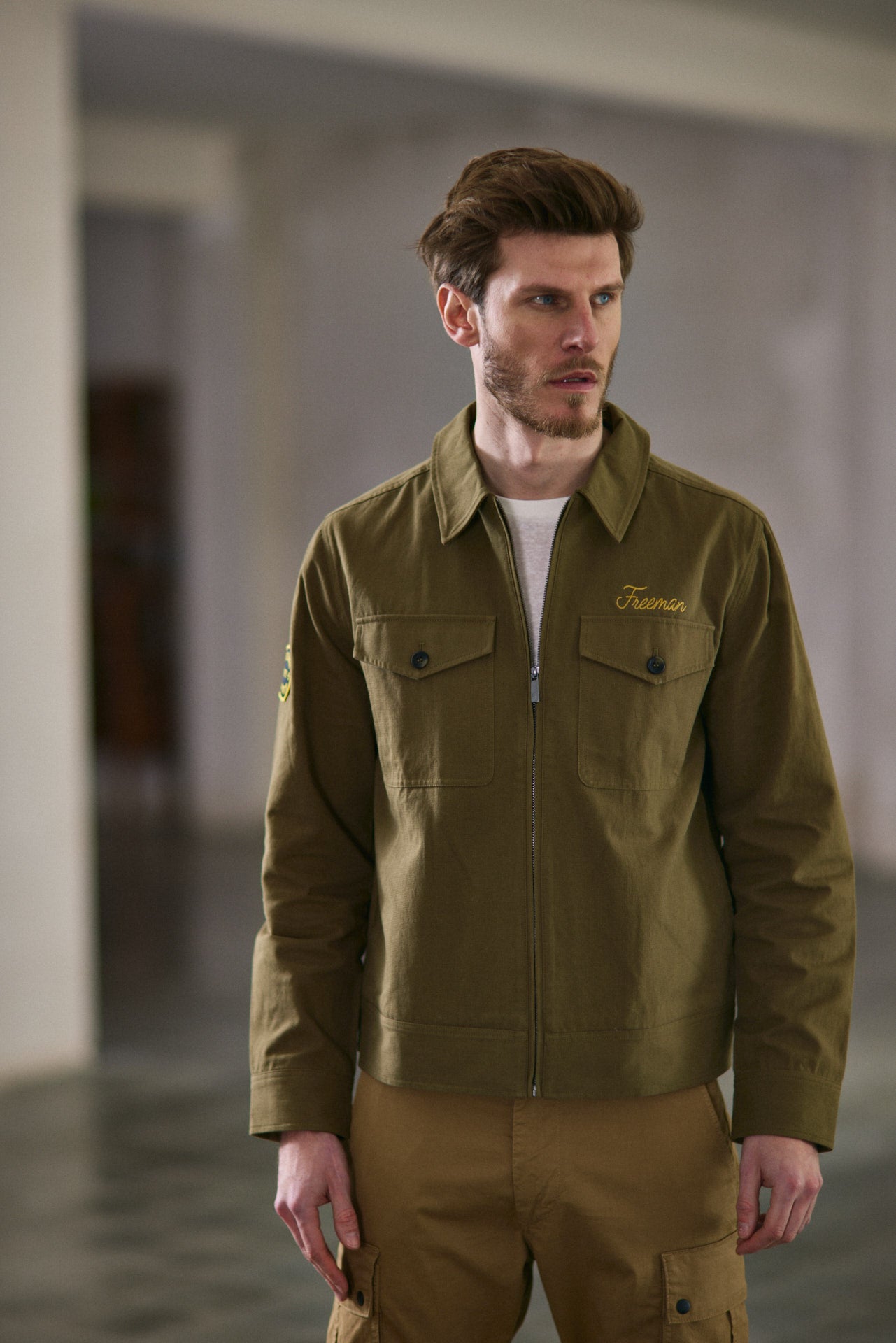 Veste avec broderie et patch Homme Antonio Dover dusky green | Freeman T. Porter