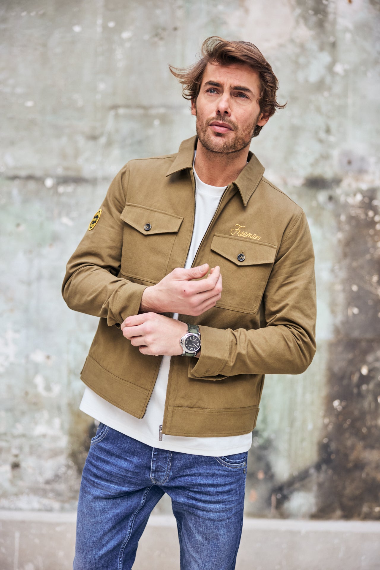 Veste avec broderie et patch Homme Antonio Dover dusky green | Freeman T. Porter