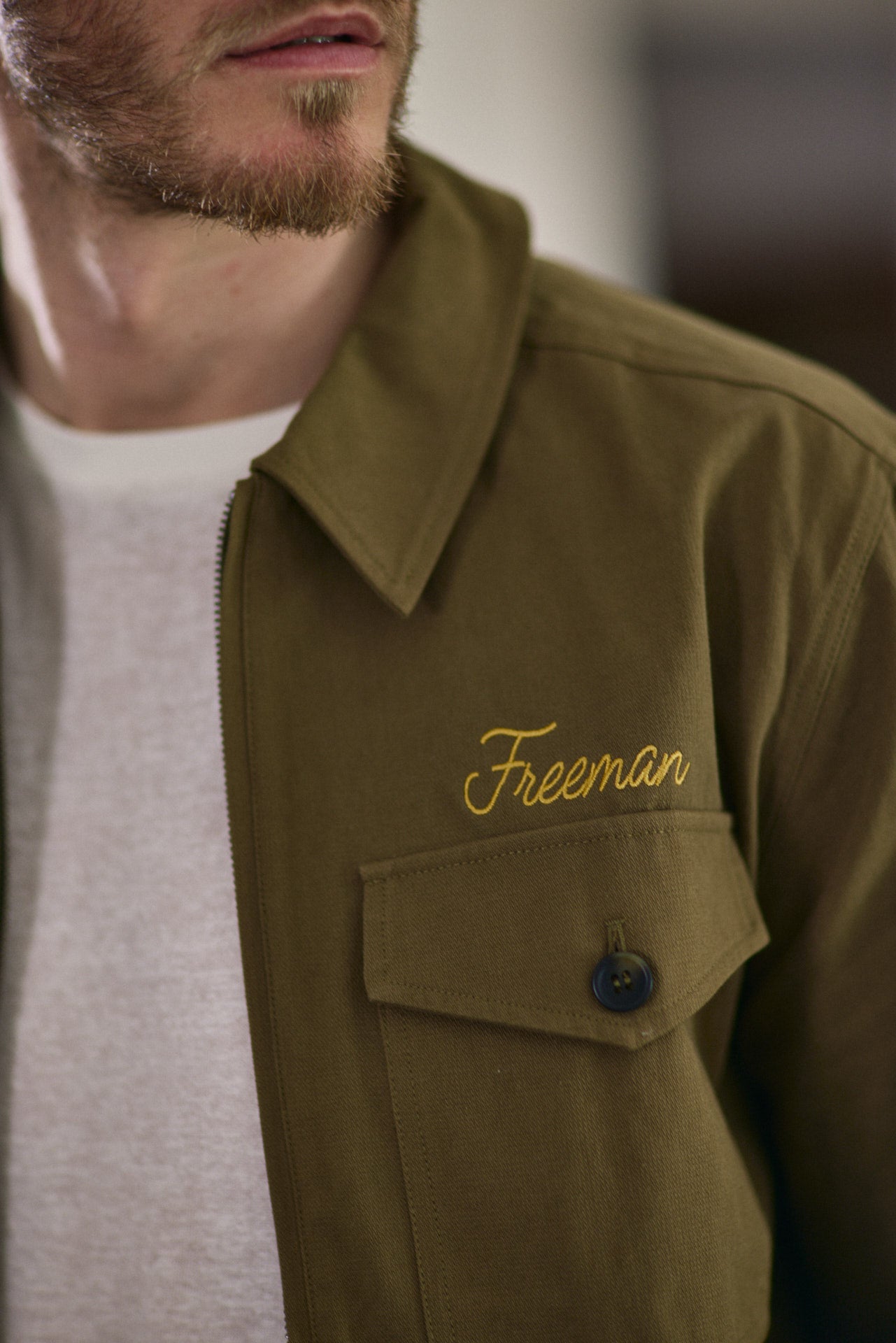 Veste avec broderie et patch Homme Antonio Dover dusky green | Freeman T. Porter