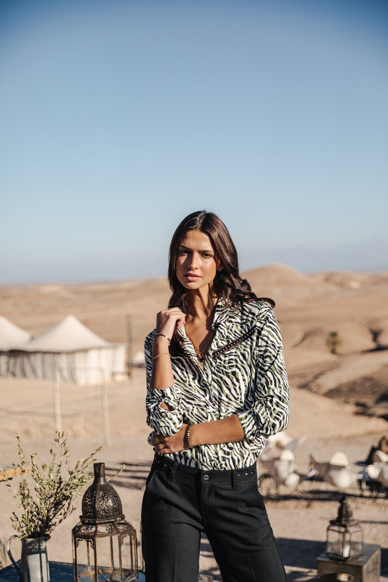 Chemise manches longues Femme Crizia Tigerly calla green | Freeman T. Porter