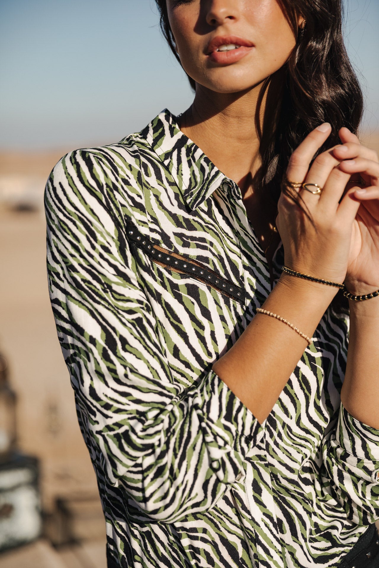 Chemise manches longues Frau Crizia Tigerly calla green | Freeman T. Porter