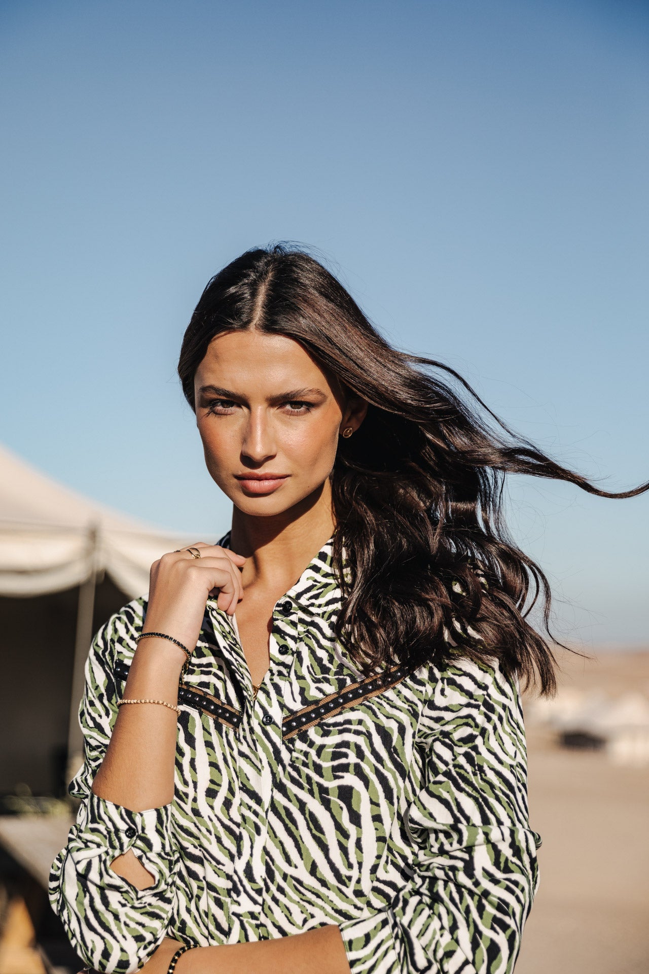 Chemise manches longues Frau Crizia Tigerly calla green | Freeman T. Porter