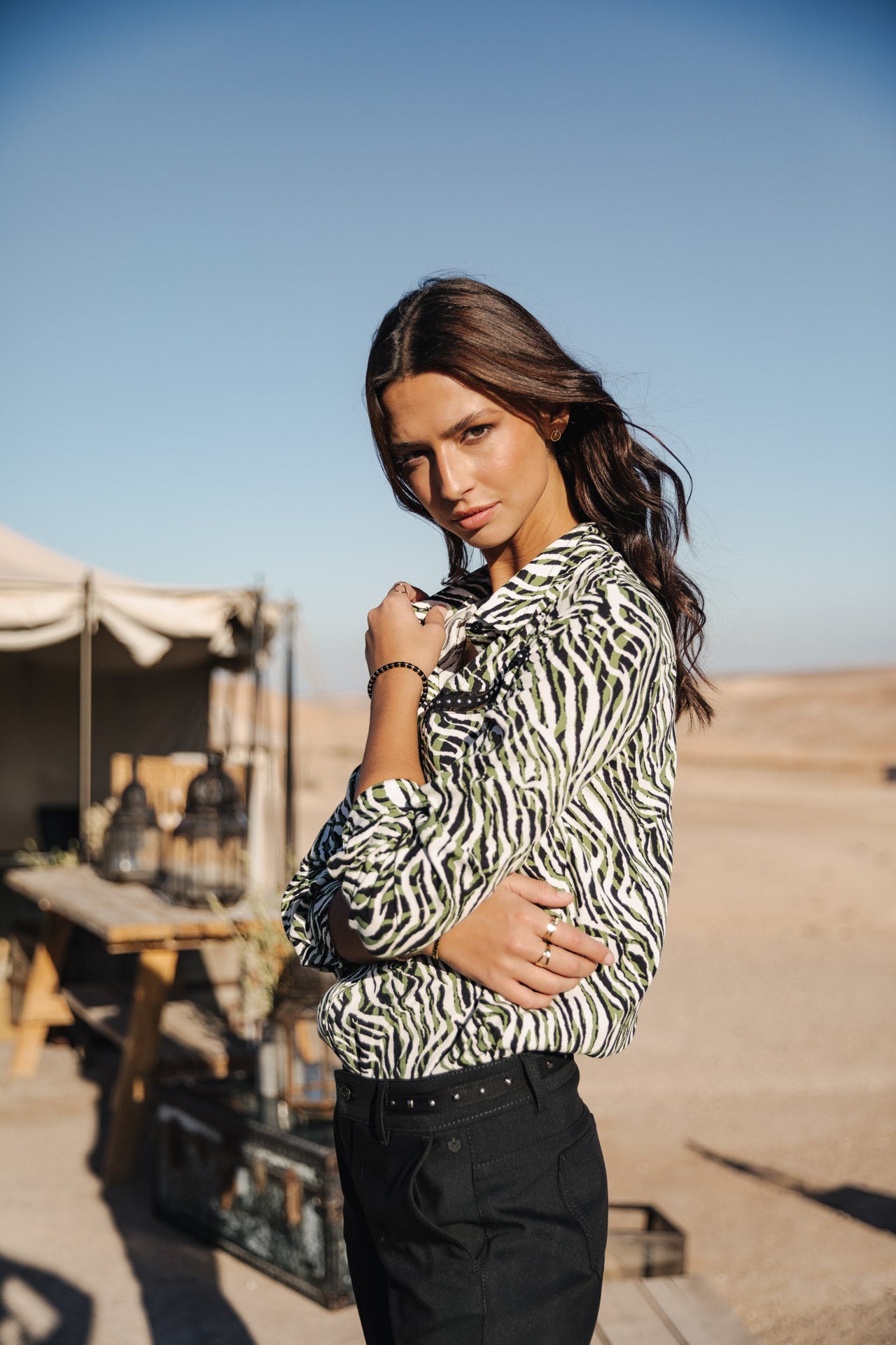 Chemise manches longues Frau Crizia Tigerly calla green | Freeman T. Porter