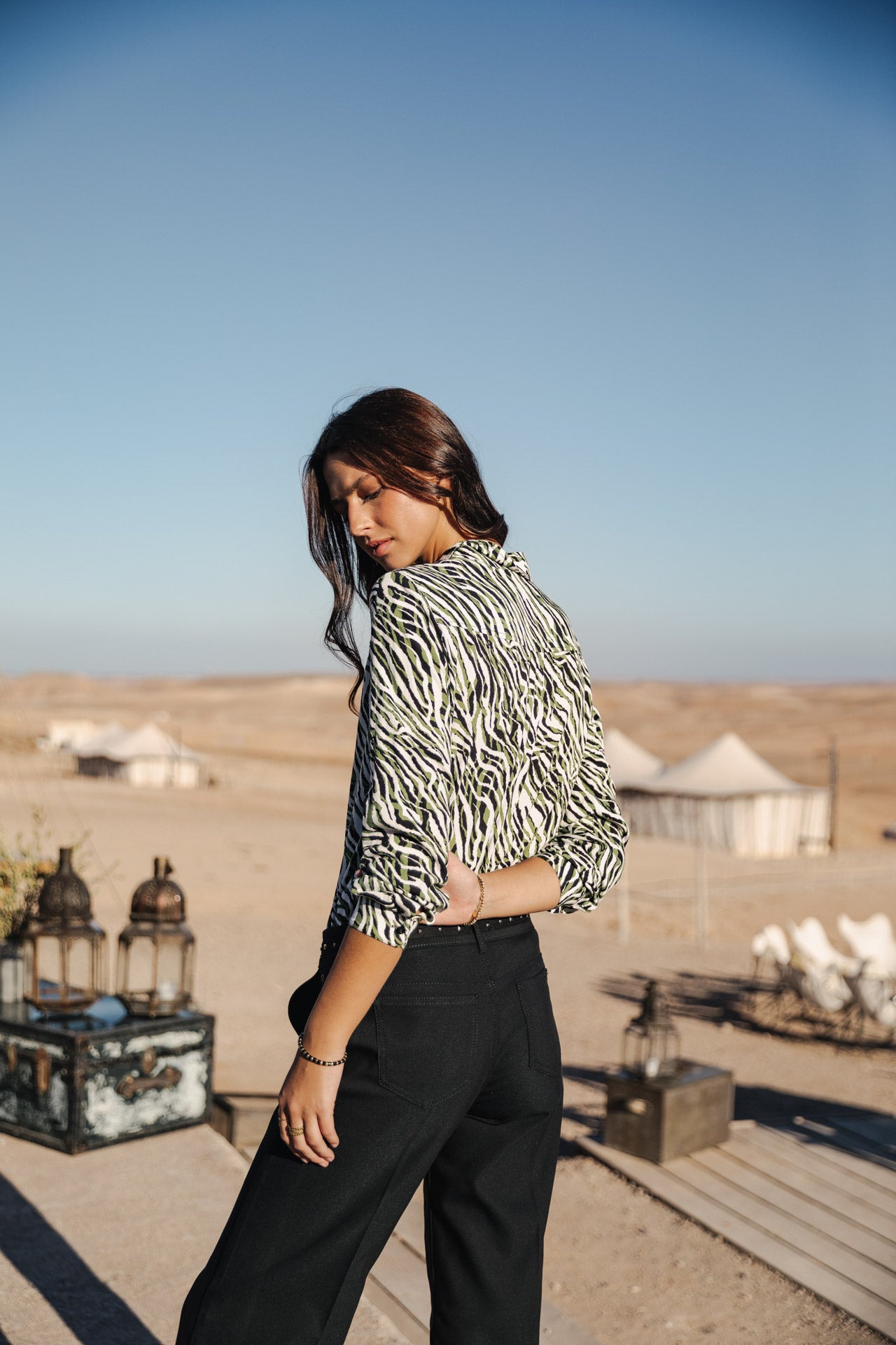 Chemise manches longues Frau Crizia Tigerly calla green | Freeman T. Porter