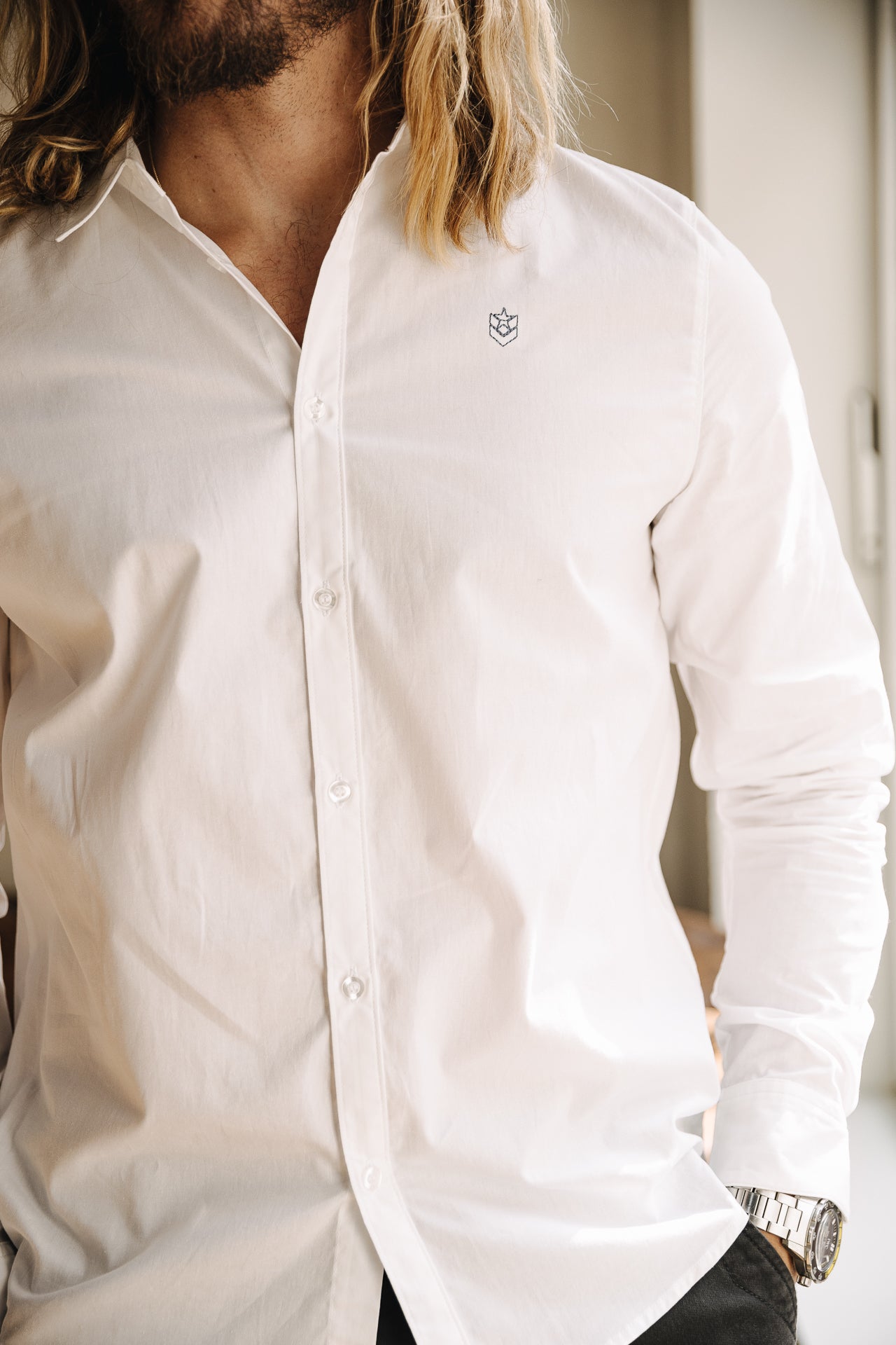 Chemise ajustée Homme Yoris Poplin bright white | Freeman T. Porter