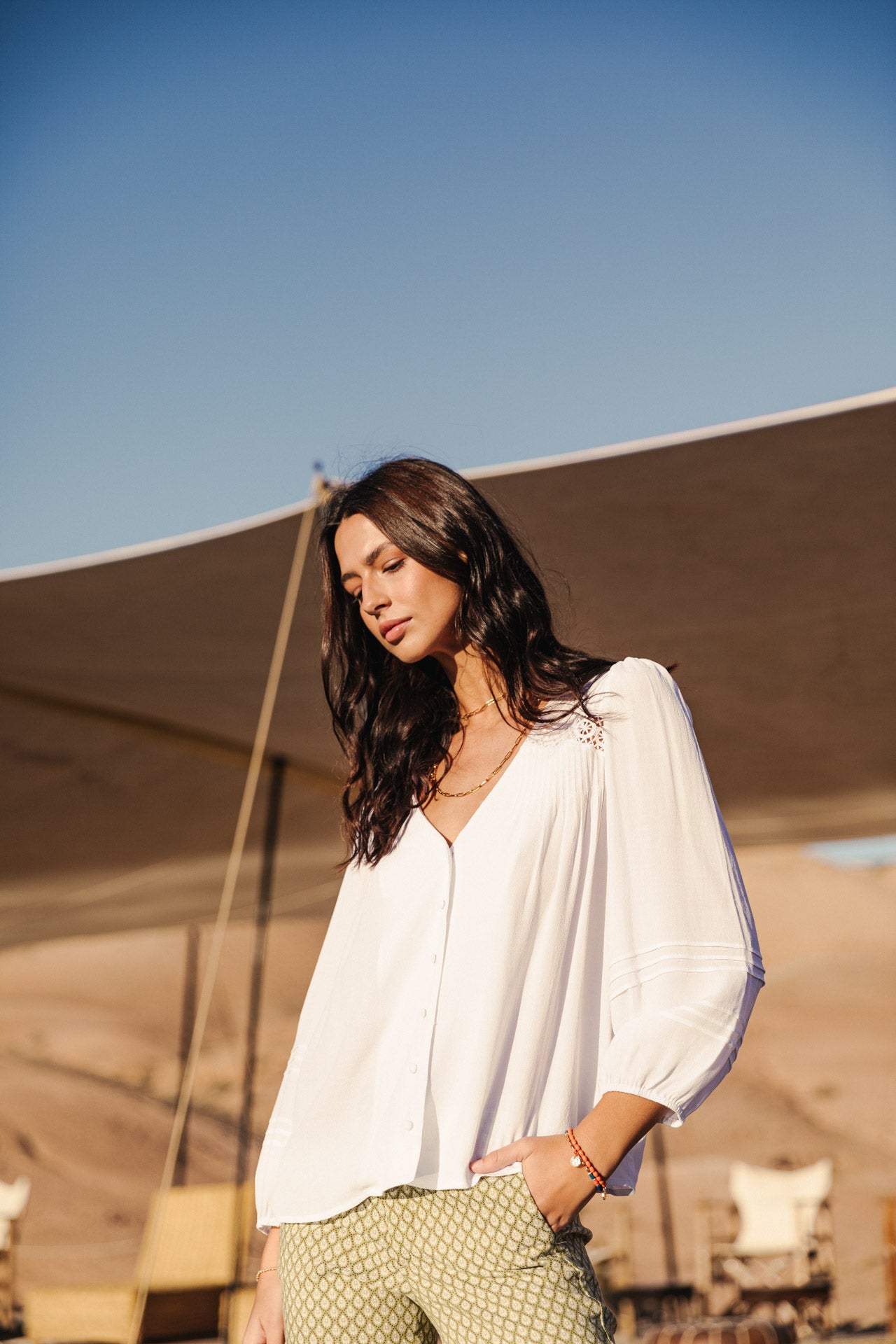 Top manches longues Mujer Tya Plain Color white | Freeman T. Porter