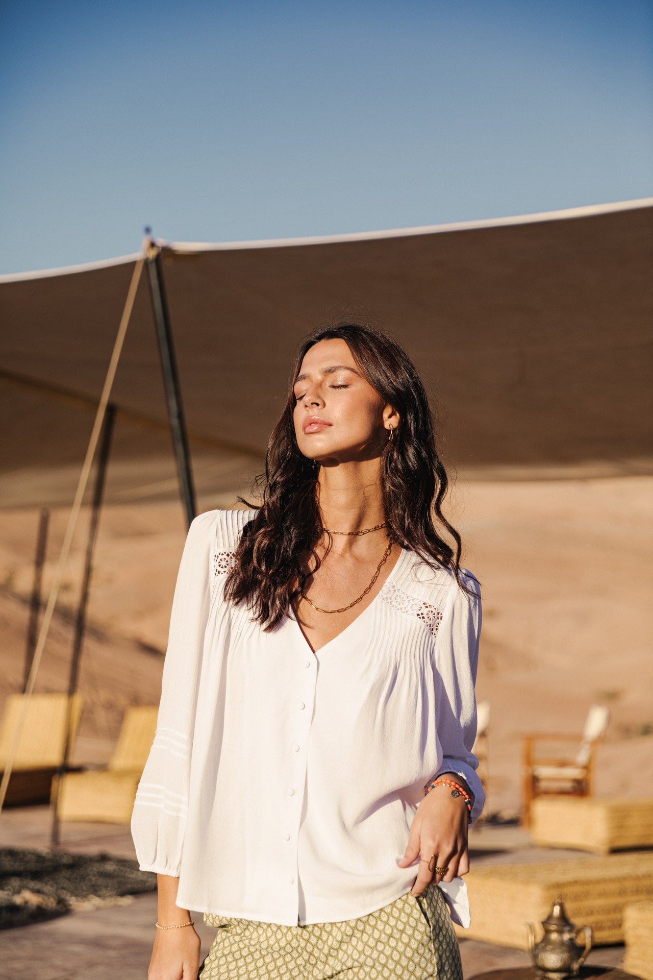 Top manches longues Mujer Tya Plain Color white | Freeman T. Porter
