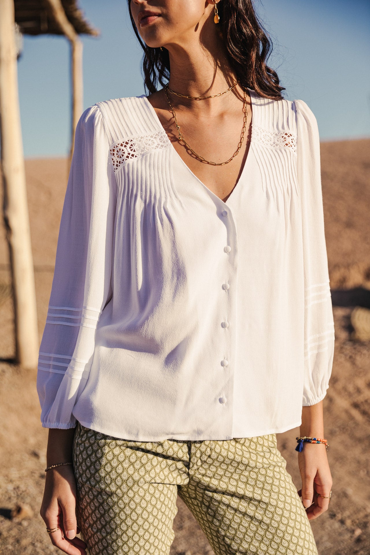 Top manches longues Mujer Tya Plain Color white | Freeman T. Porter
