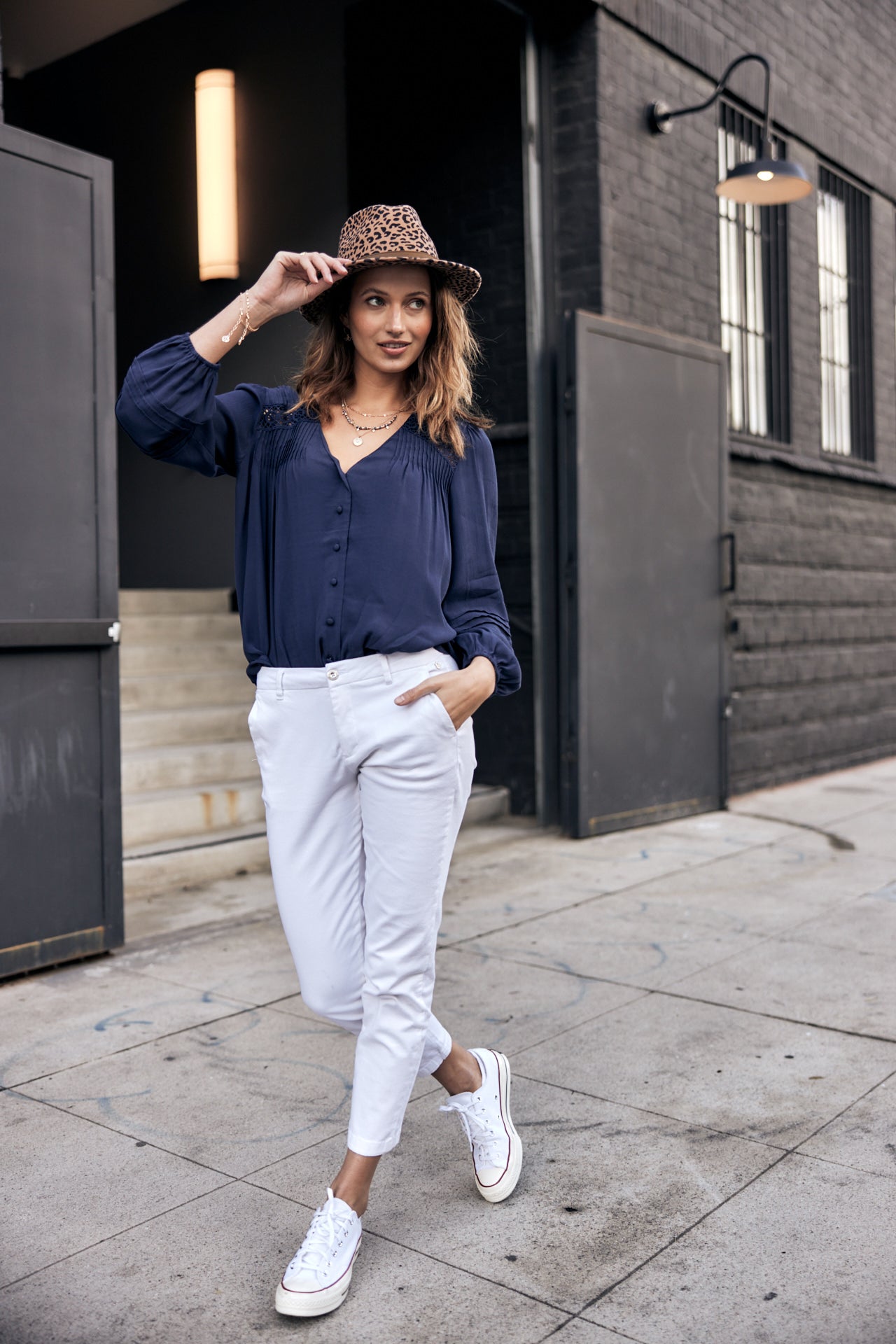 Top manches longues Mujer Tya Plain Color dark blue | Freeman T. Porter