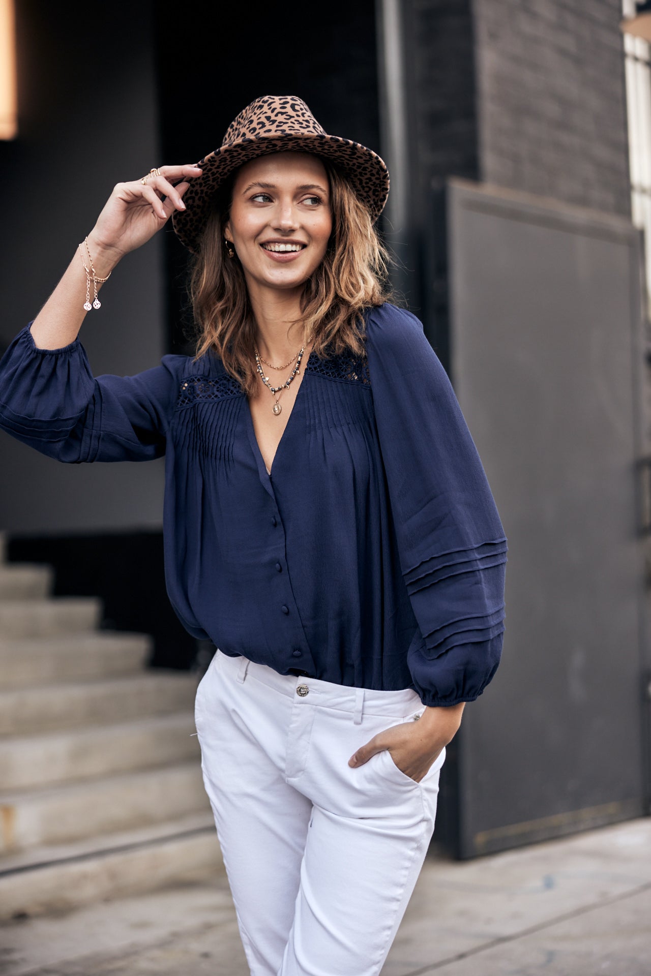 Top manches longues Mujer Tya Plain Color dark blue | Freeman T. Porter