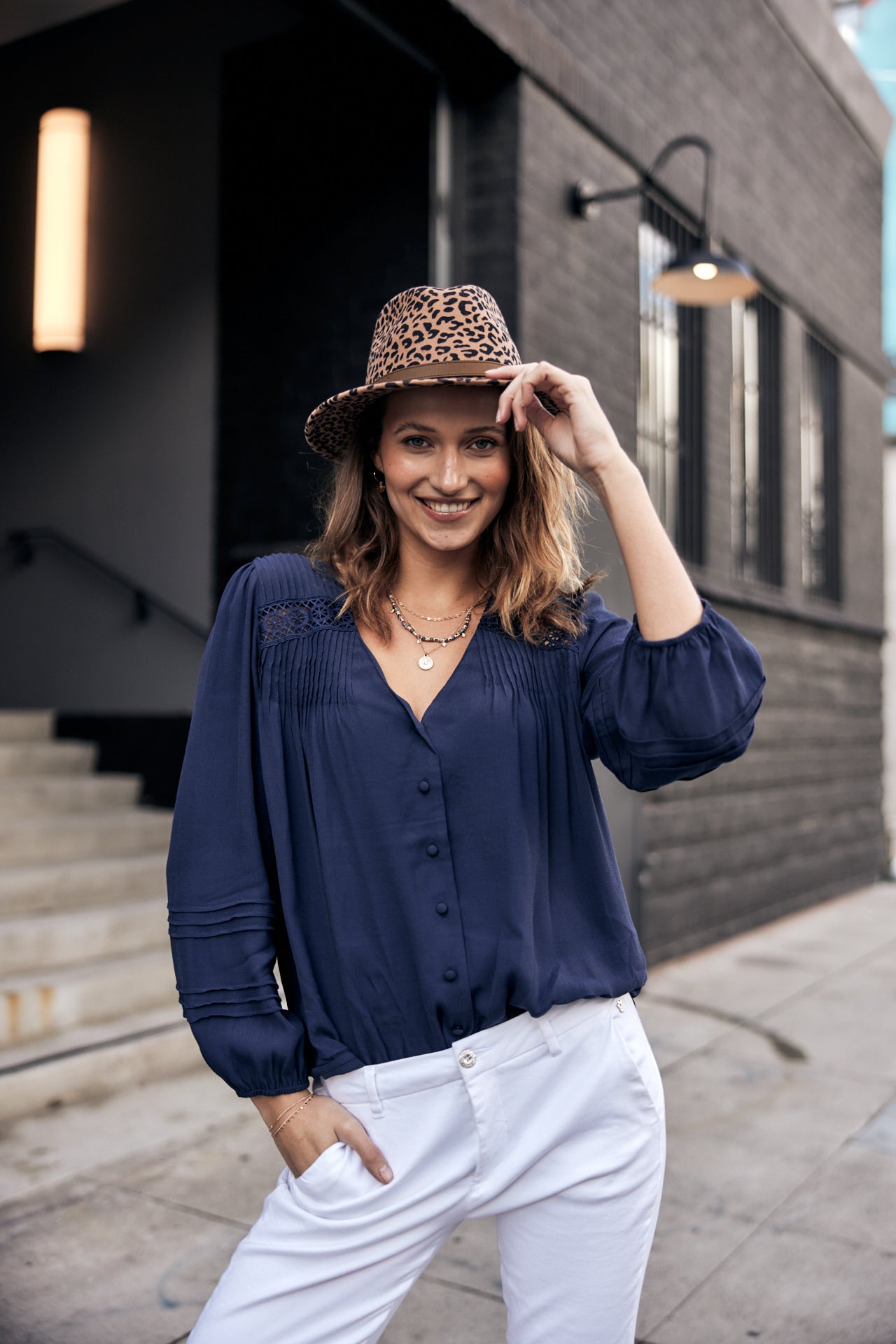 Top manches longues Mujer Tya Plain Color dark blue | Freeman T. Porter